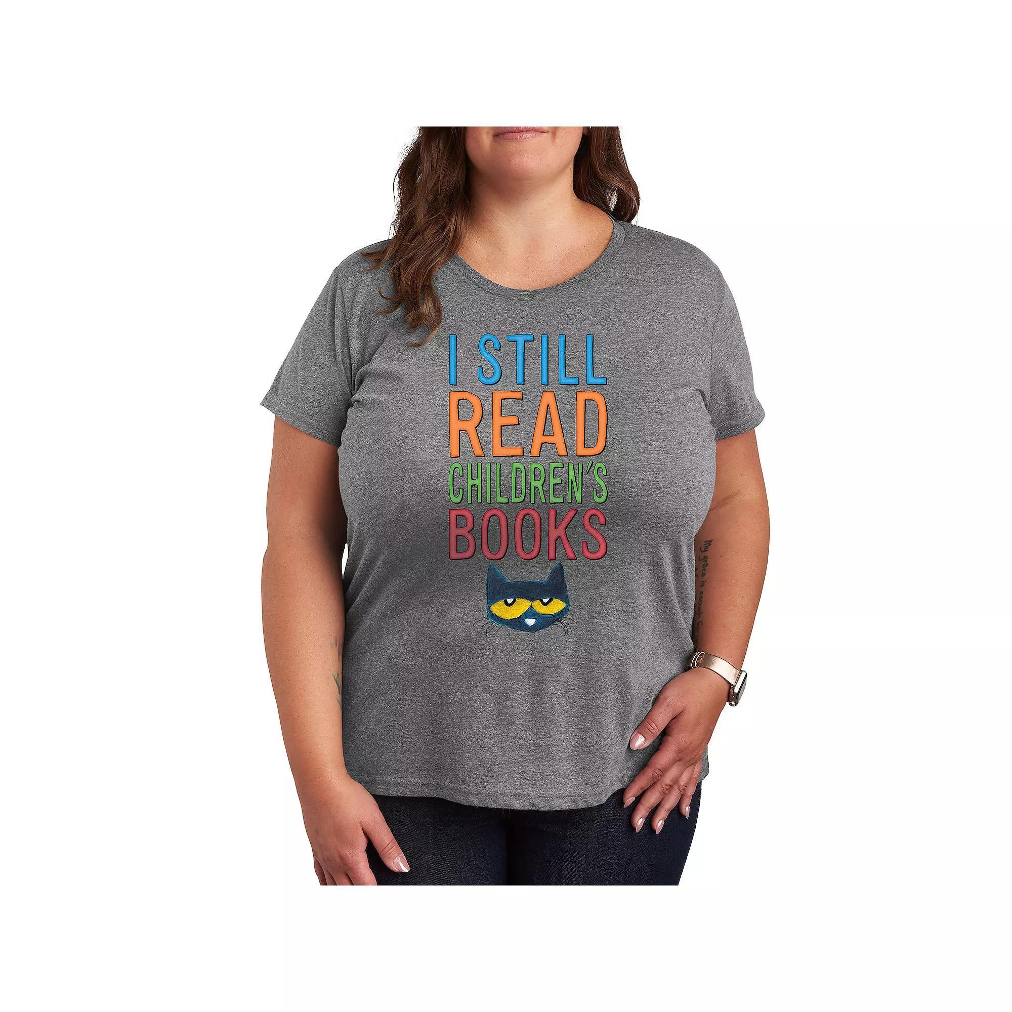 Plus Pete The Cat I Still Read Books Graphic Tee, Women's, Size: 4XL, Grey Gray Product Image