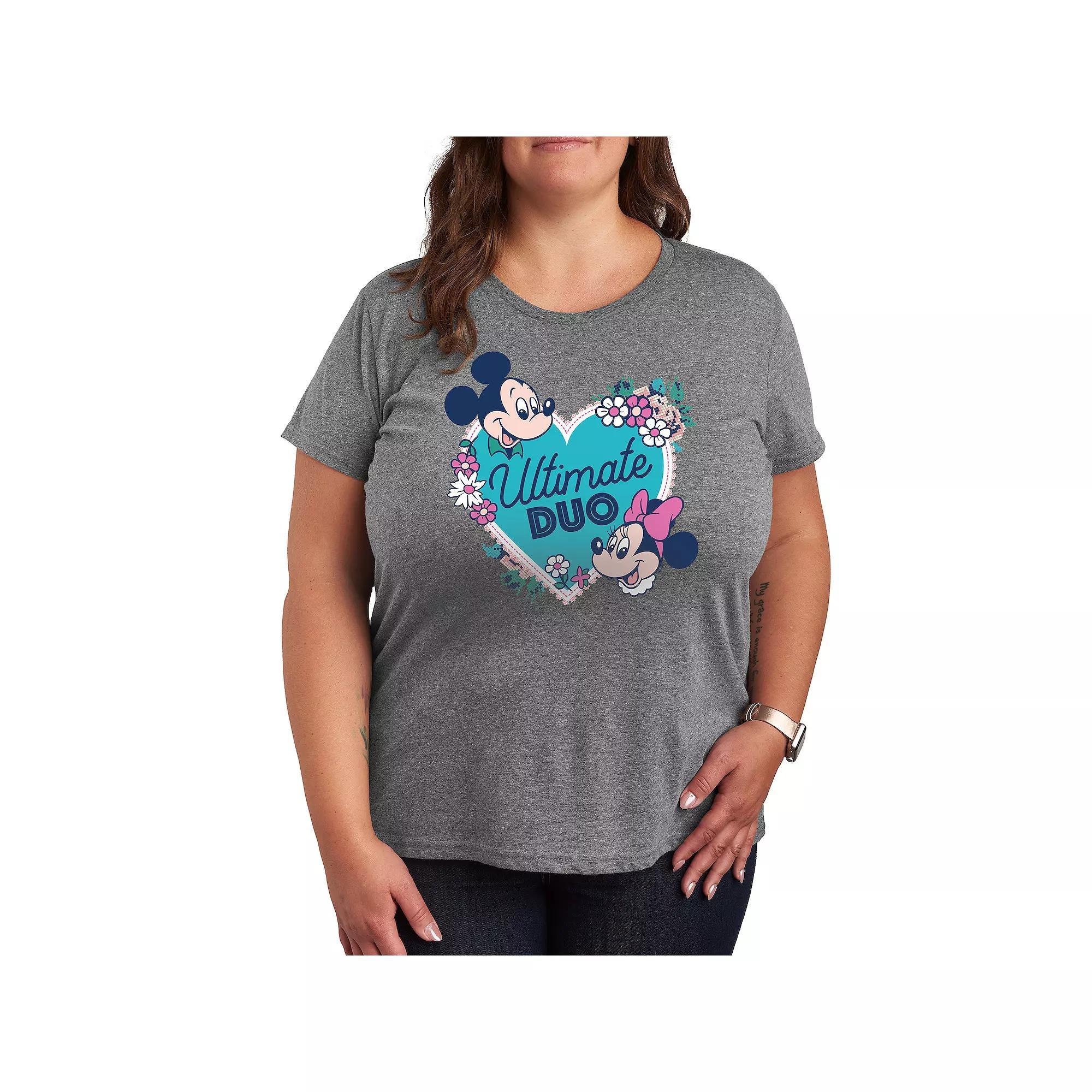 Disney's Mickey & Minnie Mouse Plus Size Ultimate Duo Graphic Tee, Women's, Size: 1XL, Grey Gray Product Image