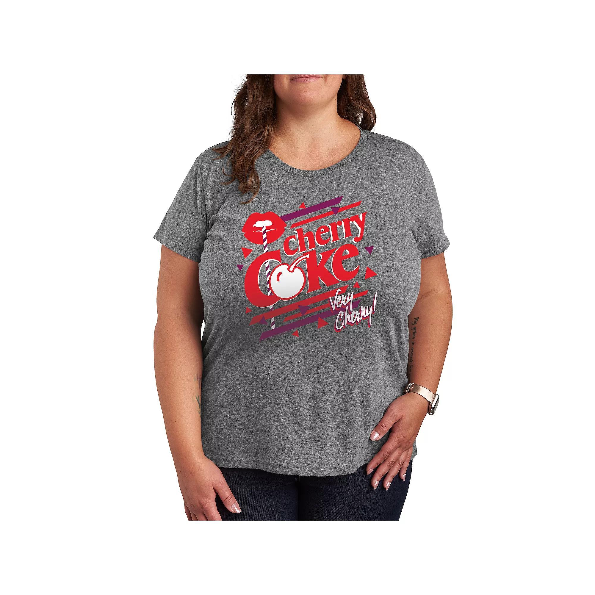 Plus Cherry Coke Very Cherry Graphic Tee, Women's, Size: 1XL, Grey Gray Product Image