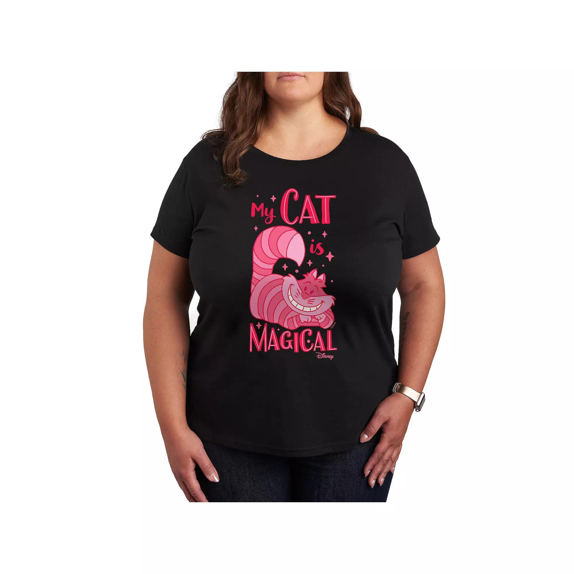 Disney's Alice In Wonderland Cheshire Cat Plus Magical Graphic Tee, Women's, Size: 4XL, Black Product Image