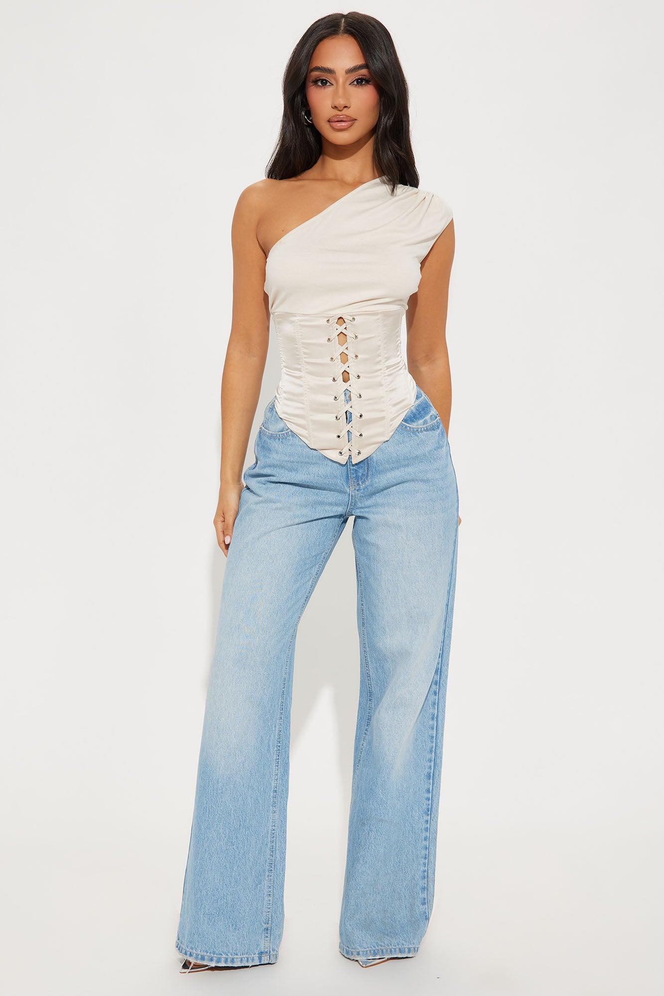 Love On The Line Corset Top - Cream Product Image