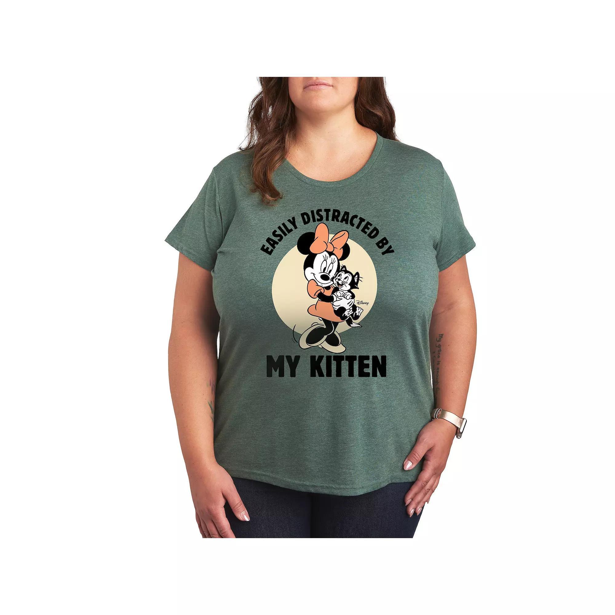 Disney's Minnie Mouse Plus Distracted By Kittens Graphic Tee, Women's,  Product Image