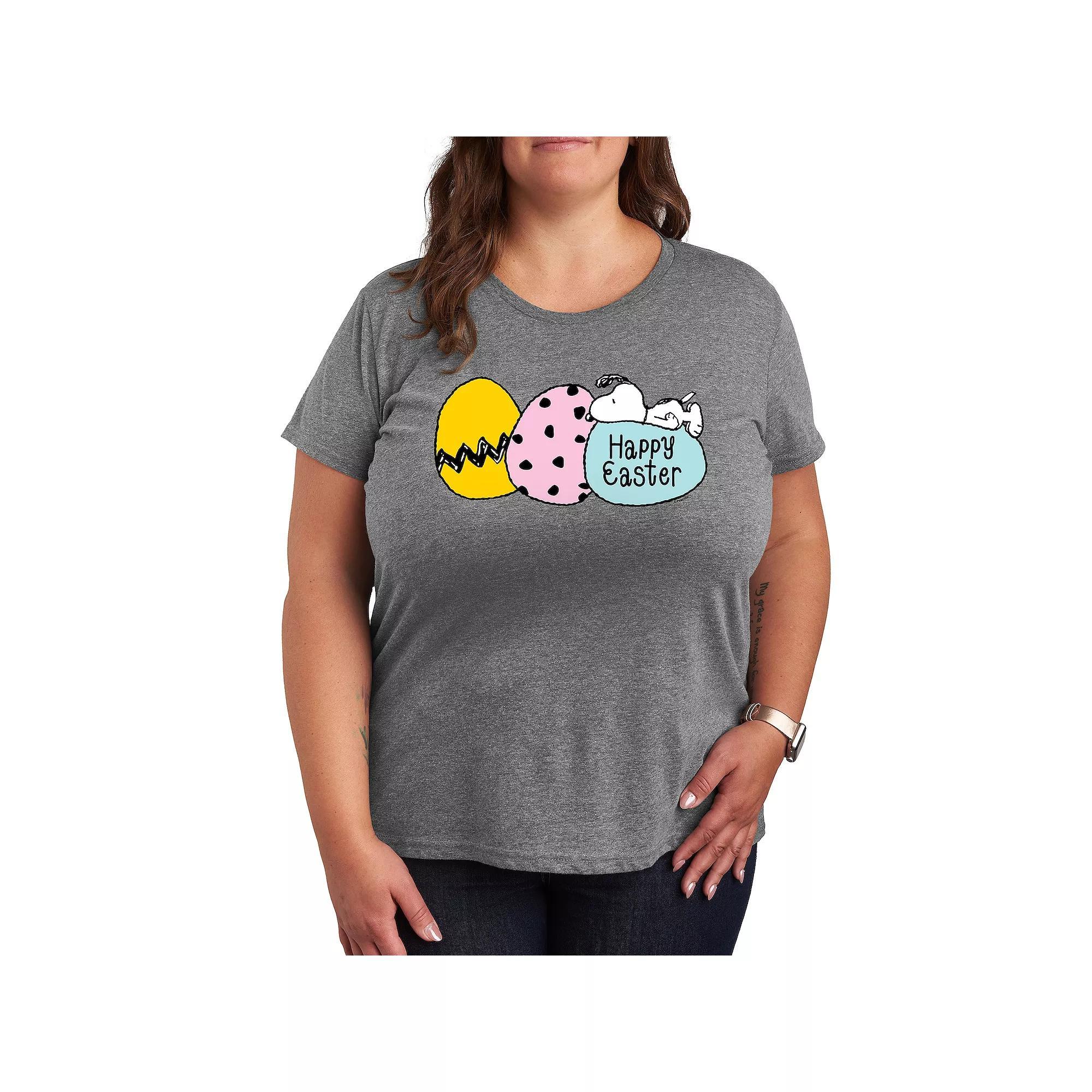 Plus Peanuts Snoopy Happy Easter Eggs Graphic Tee, Women's,  Product Image