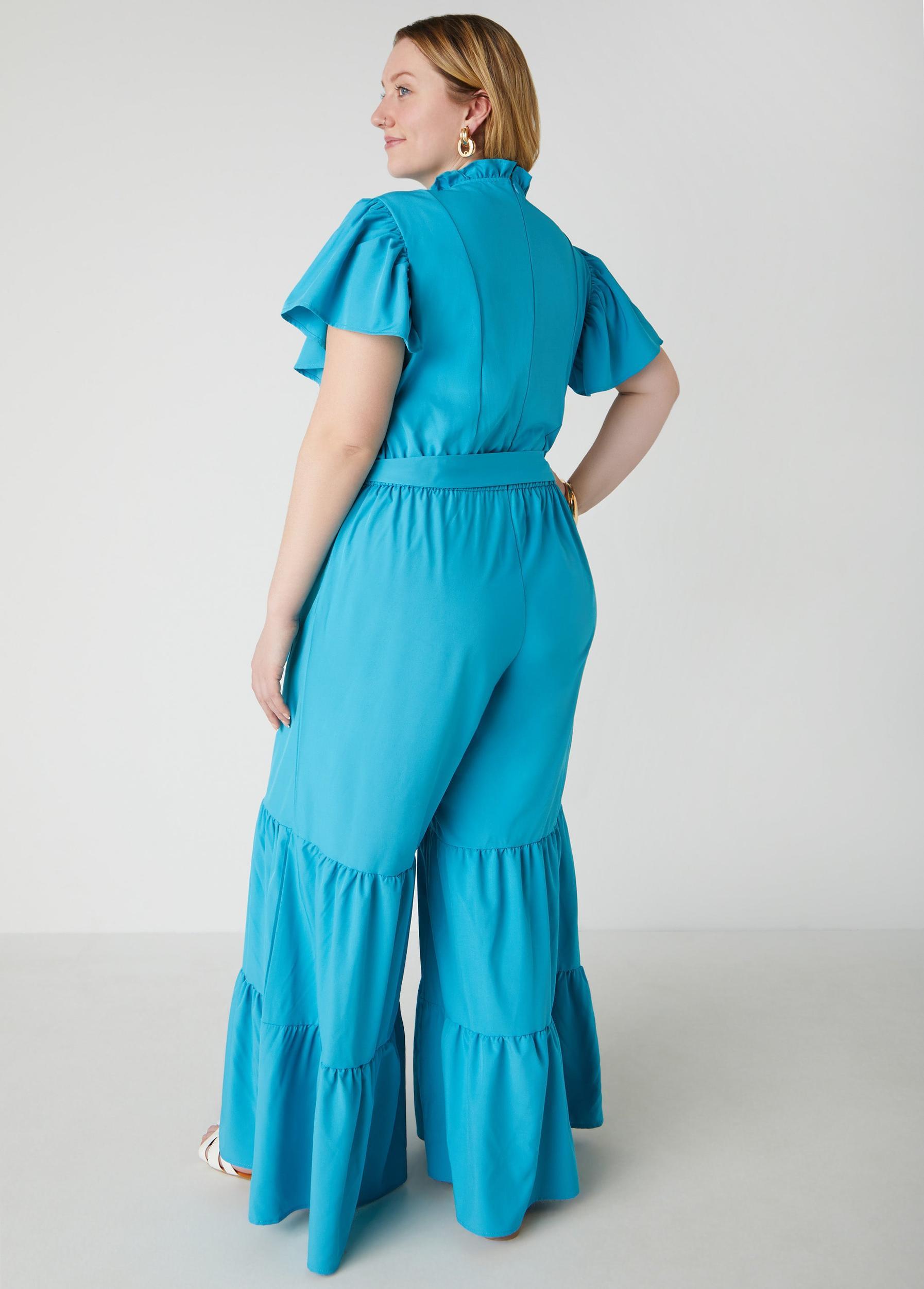 Plus Size Ruffled Wide Leg Jumpsuit Ashley Stewart Product Image