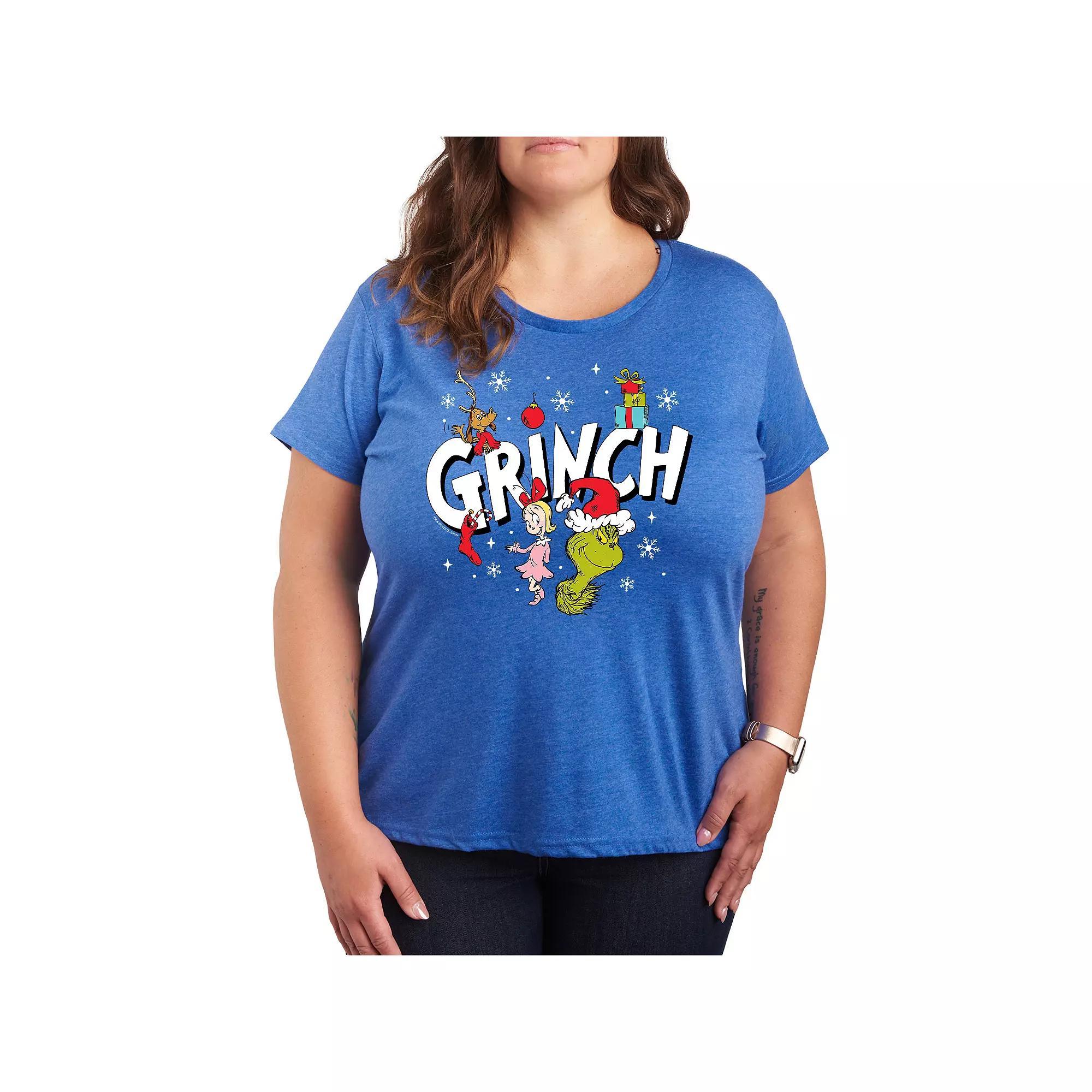 Plus Size Dr. Seuss Grinch Group Graphic Tee, Women's, Size: 3XL, Grey Royal Blue Product Image