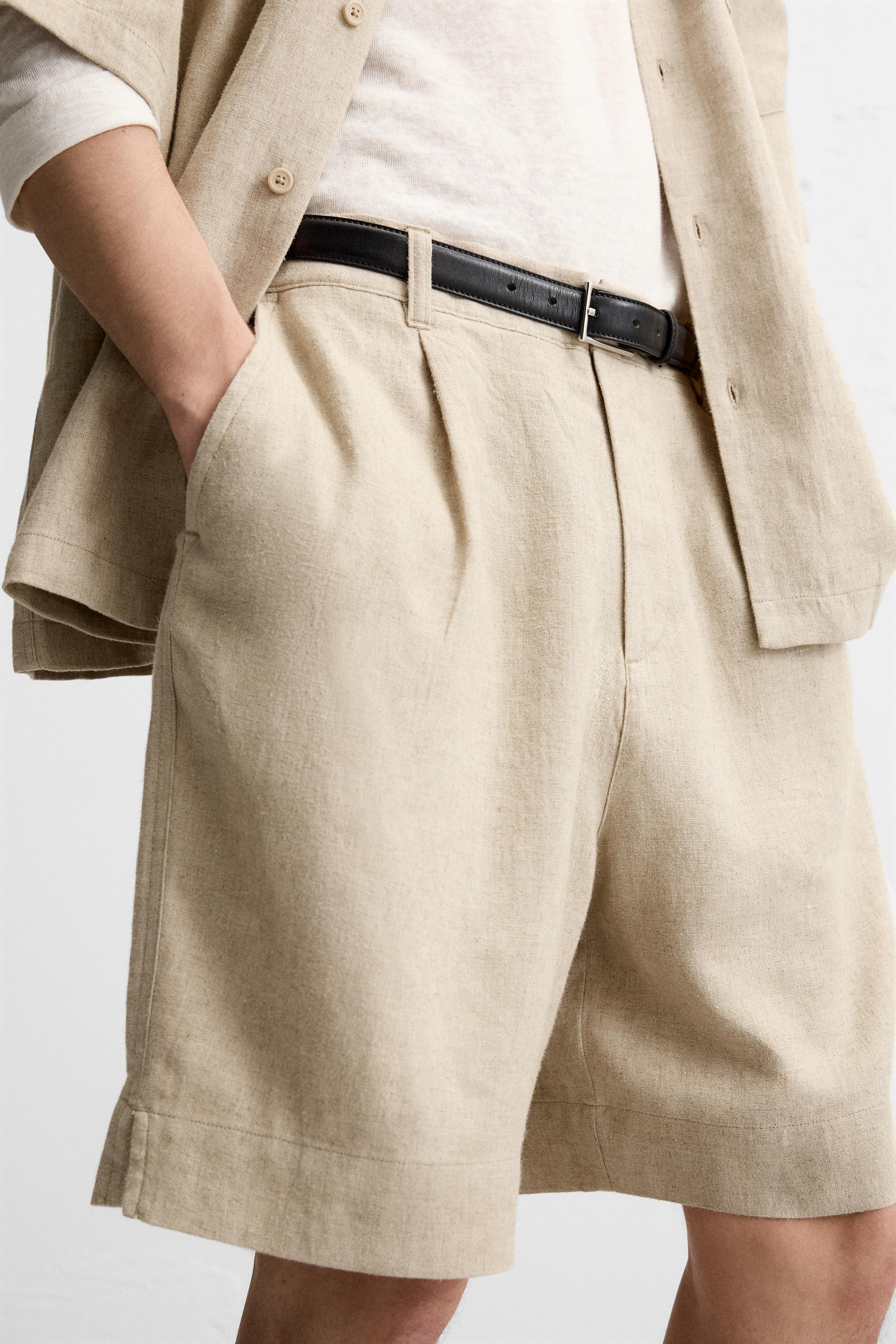 LINEN-VISCOSE OVERSIZED SHORTS Product Image