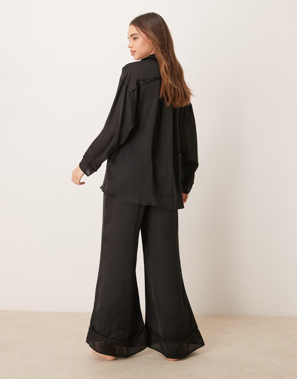 Free People satin pajama set in slate Product Image