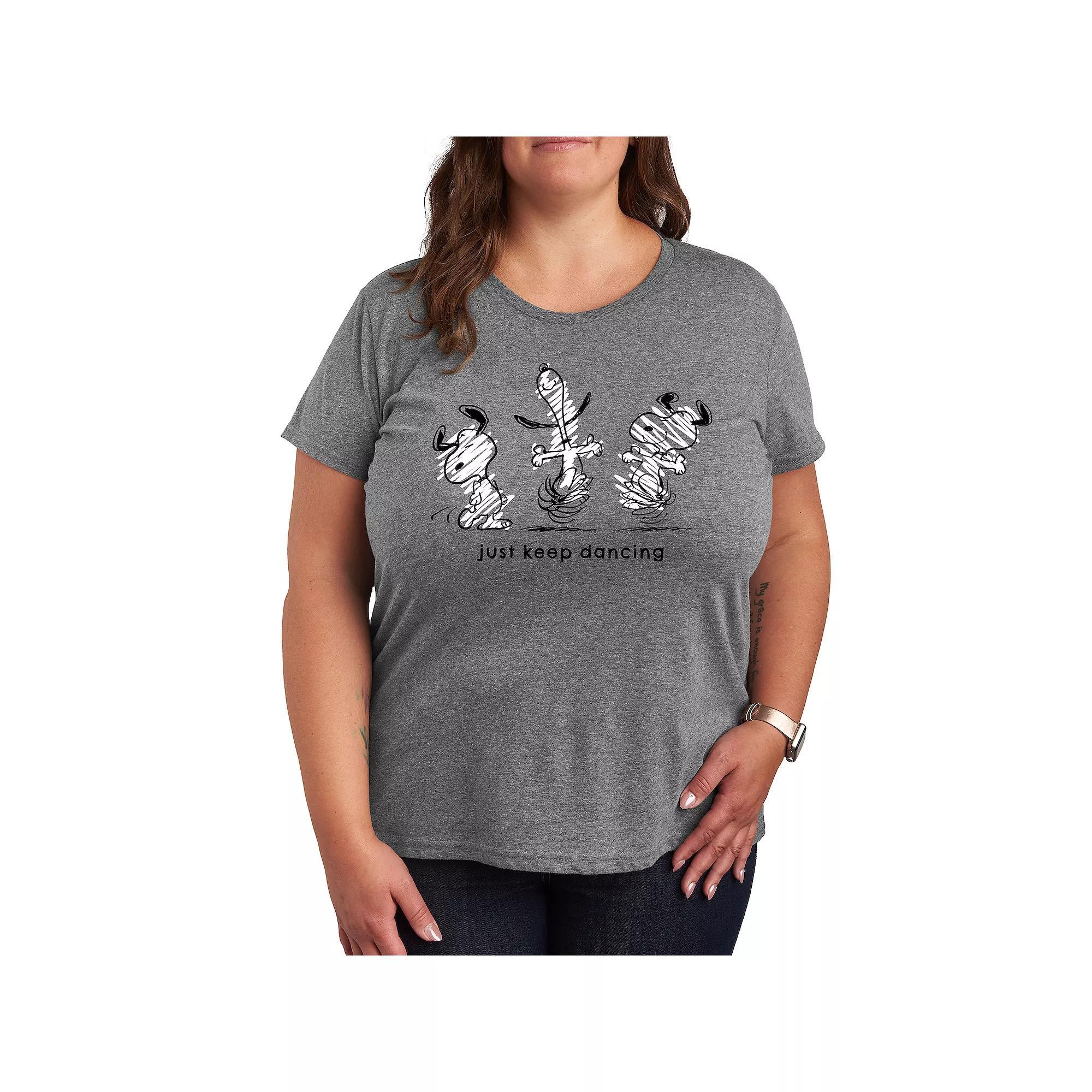 Plus Peanuts Snoopy Just Keep Dancing Graphic Tee, Women's,  Product Image