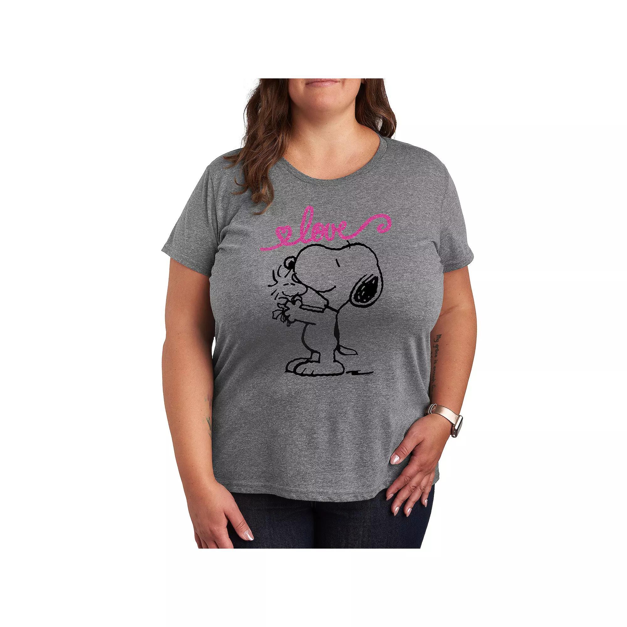 Women's Peanuts Valentine's Snoopy Love Graphic Tee, Size: Large, Grey Gray Product Image