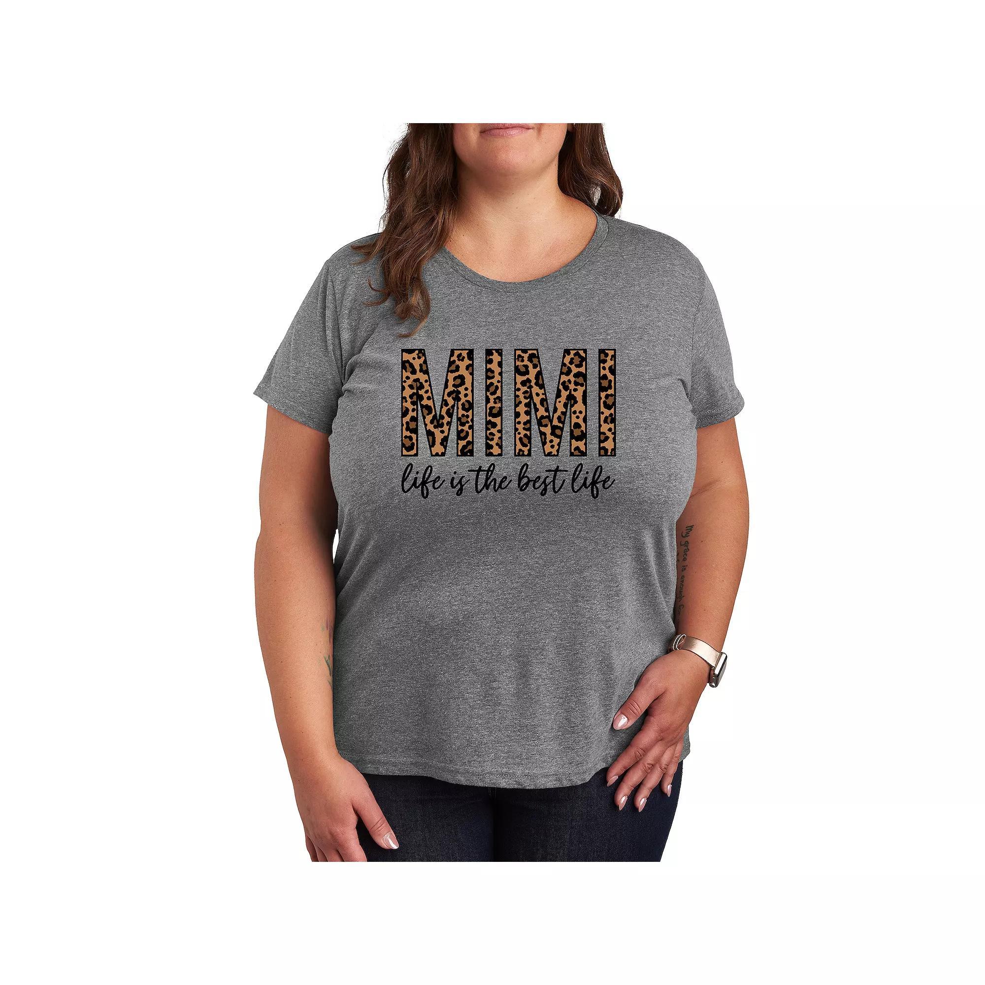 Plus Mimi Life Is The Best Life Graphic Tee, Women's, Size: 2XL, Grey Gray Product Image