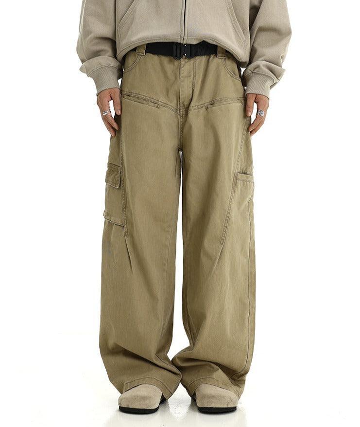 Trendy American Retro Washed Wide-Leg Cargo Logging Pants Product Image