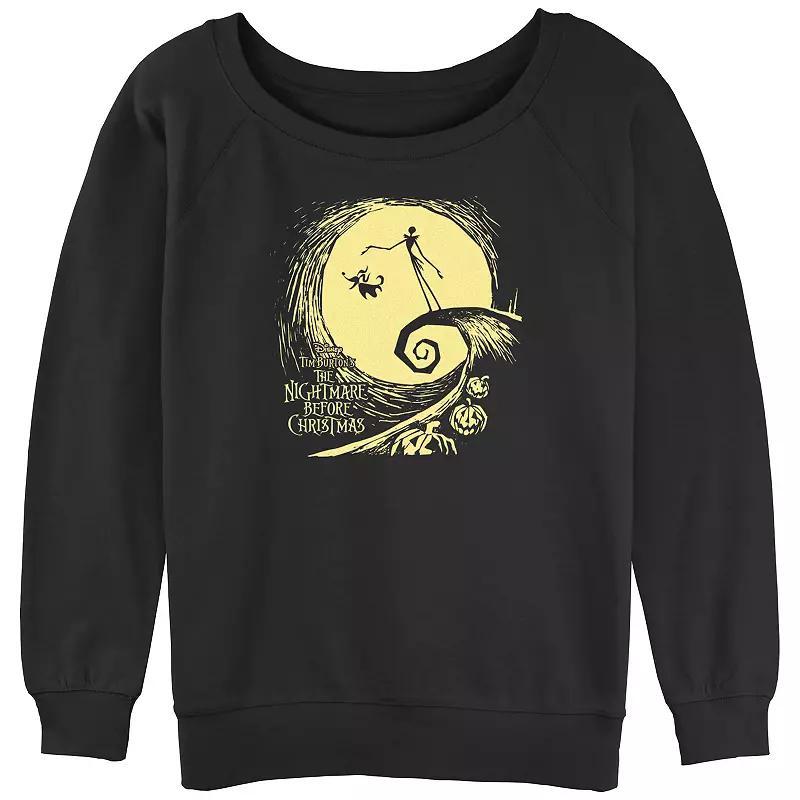 Disney's The Nightmare Before Christmas Juniors' Jack And Zero At Night Slouchy Terry Graphic Pullover, Women's, Size: Large, Black Product Image