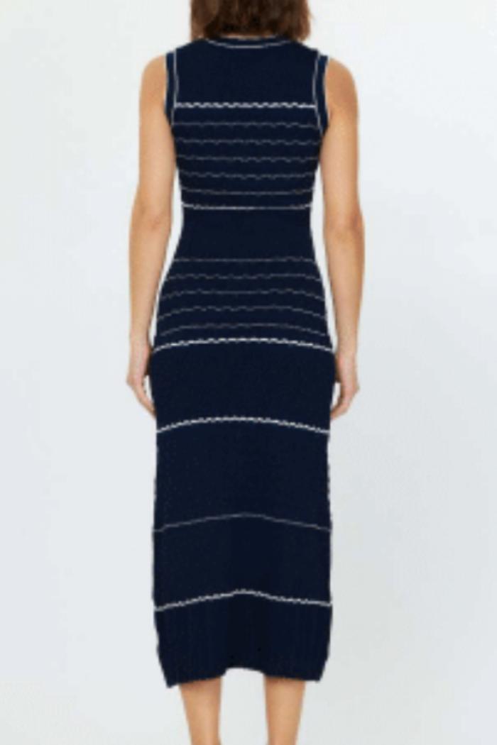 Sleeveless Button Placket Midi Knit Dress Product Image