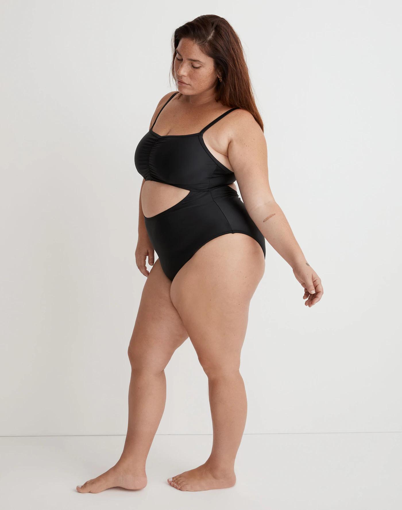 Plus Cinched Cutout One-Piece Swimsuit Product Image