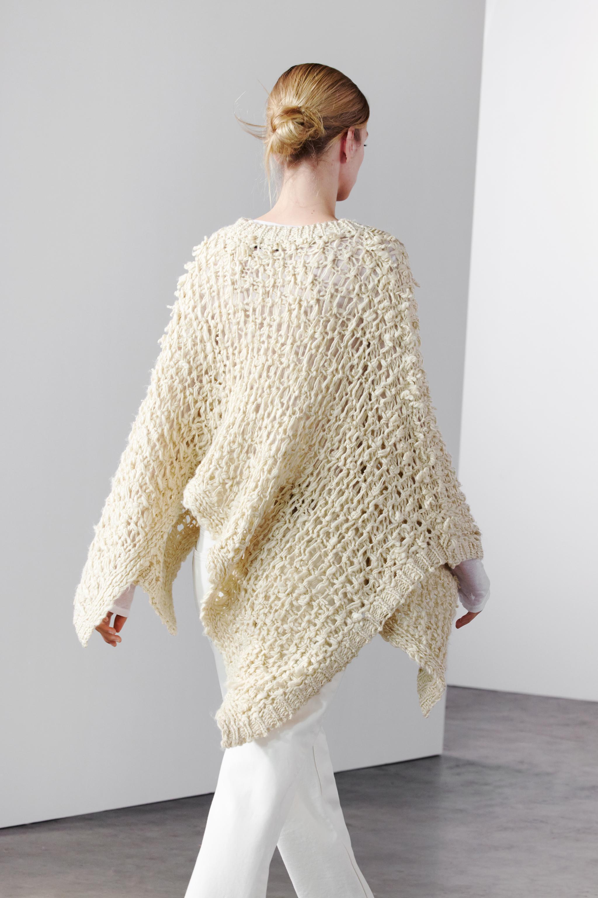 OPENWORK KNIT PONCHO SWEATER Product Image