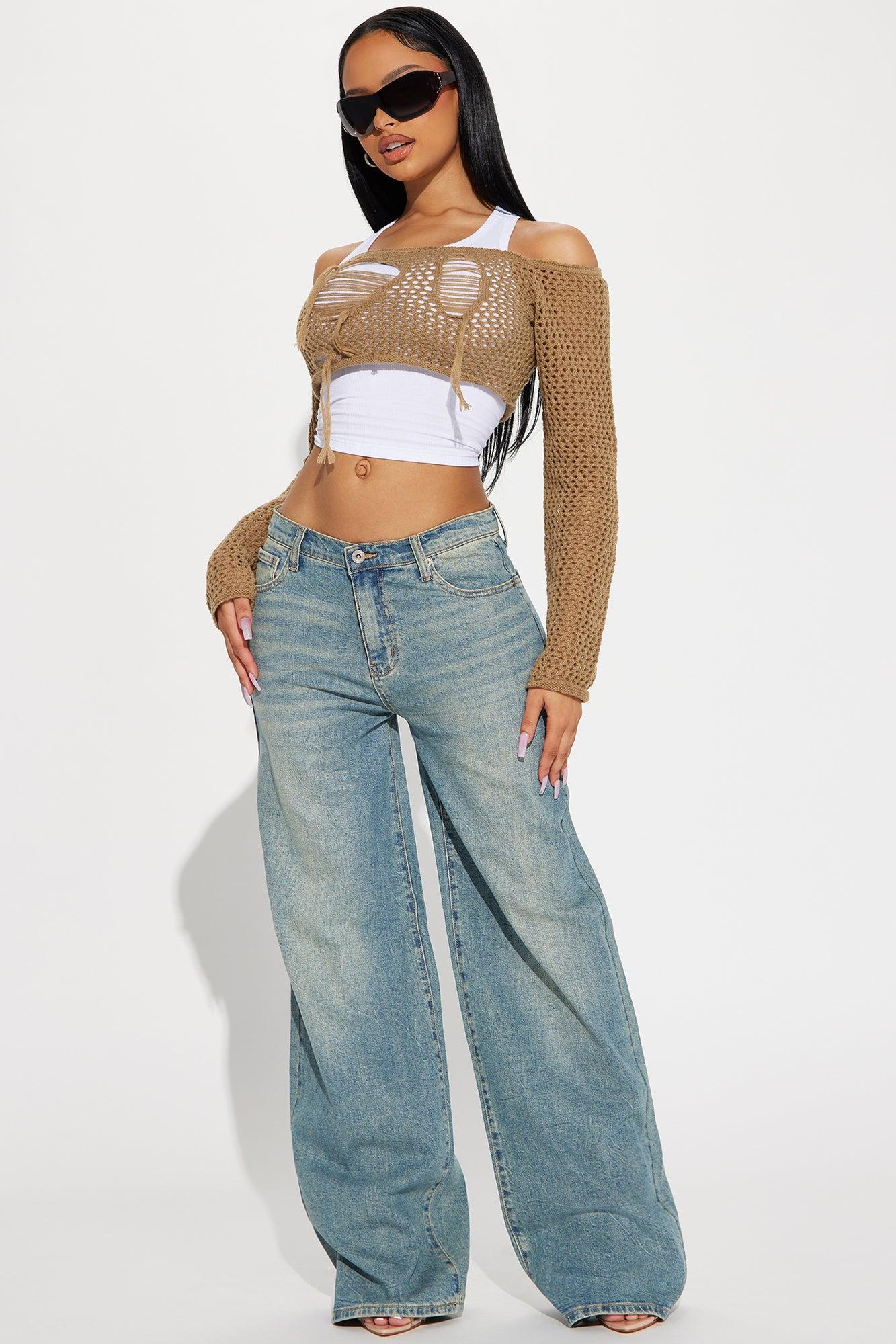 Desert Dreams Distressed Sweater - Khaki Product Image