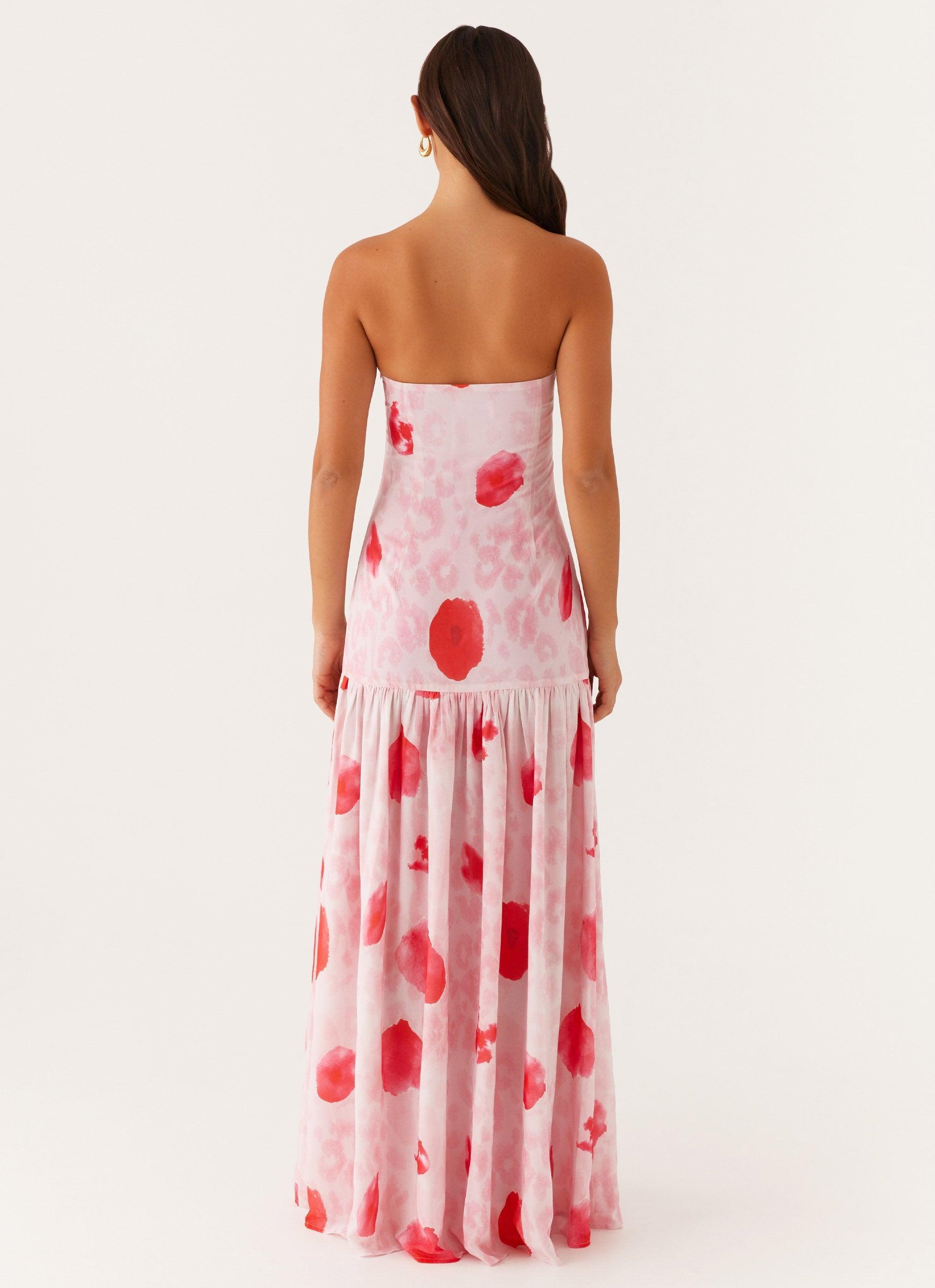 Eden Strapless Maxi Dress - Rose Leopard Product Image