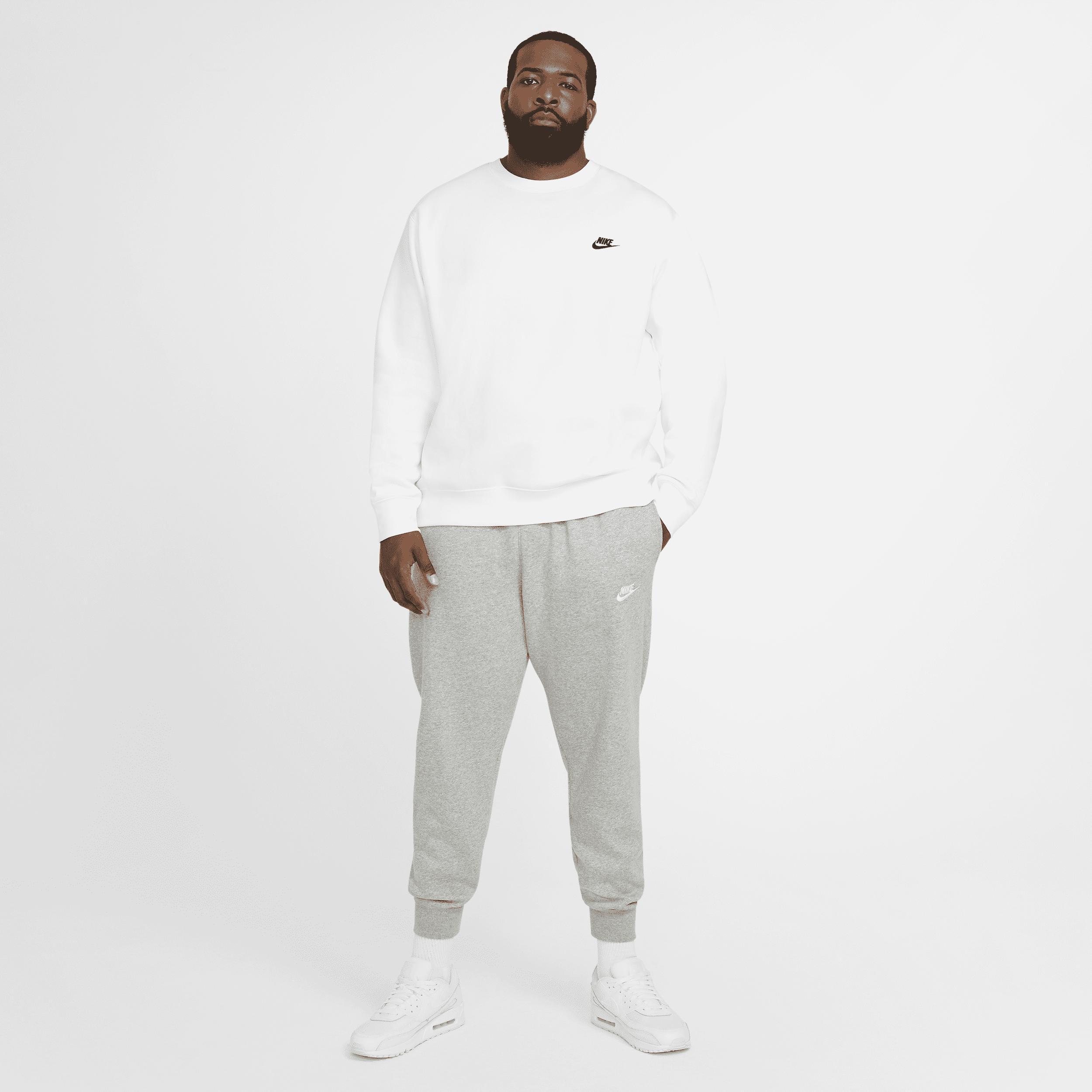 Men's Nike Club Fleece Crew, Size: Large, White Black Product Image