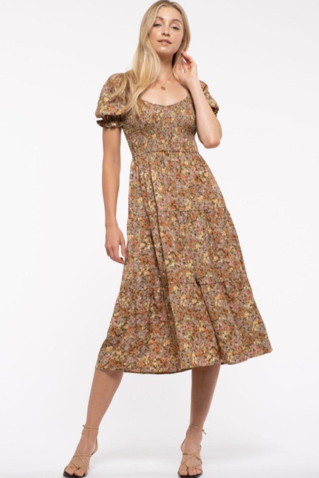 Floral Smocked Midi Dress Product Image