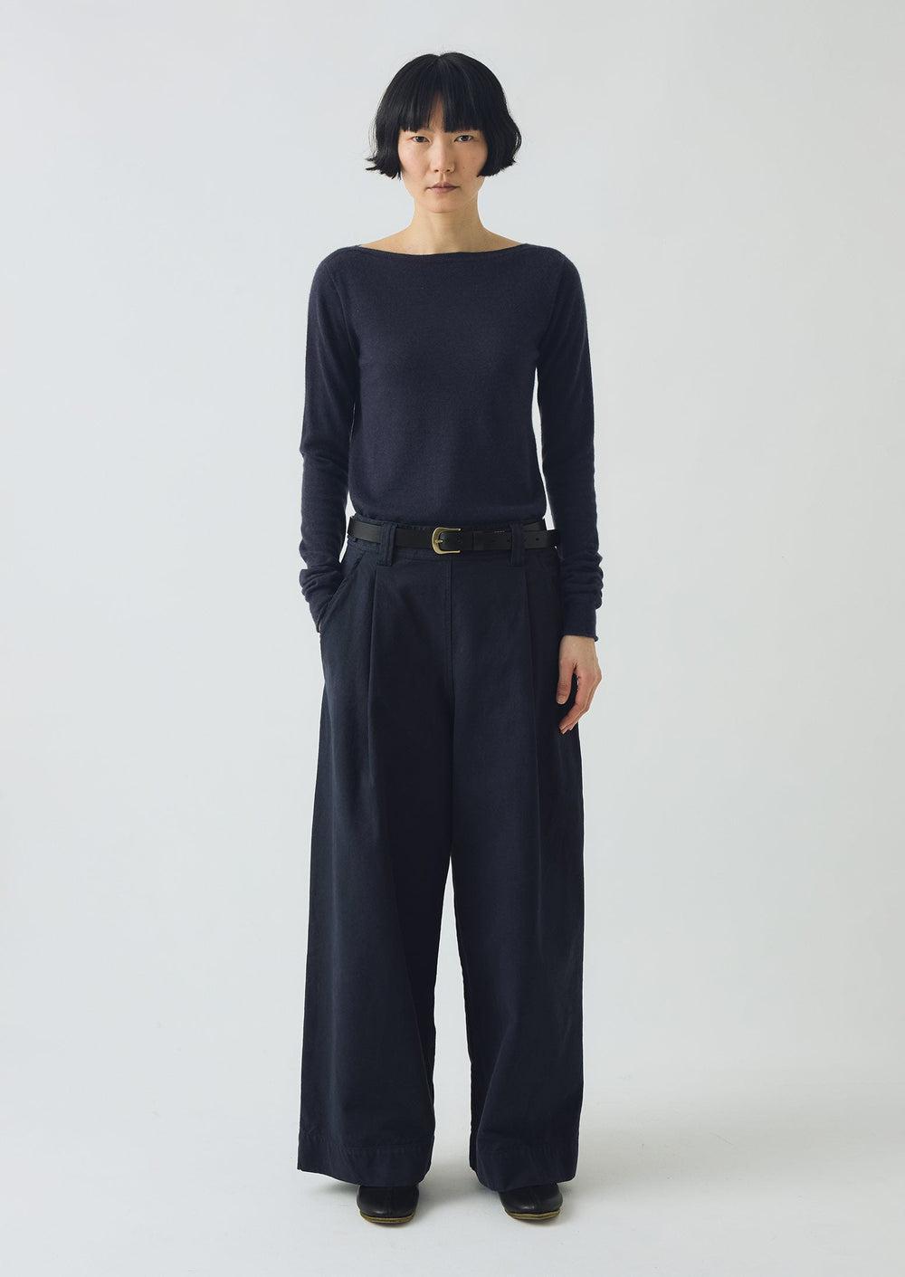 Fine Wool Cashmere Sweater | Dark Navy Product Image