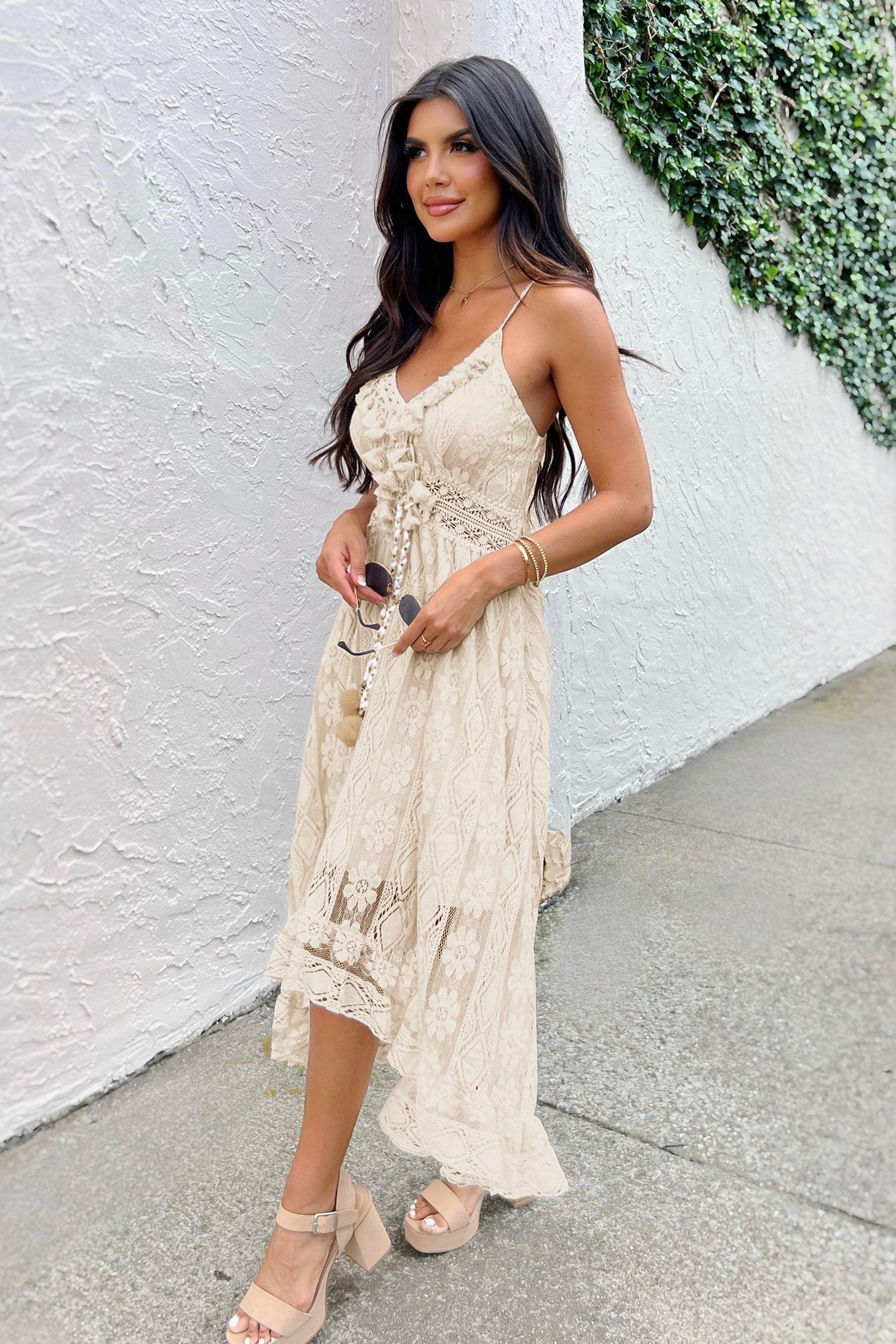 Astrid Sleeveless V-neck Tassel Ruching Dress Product Image