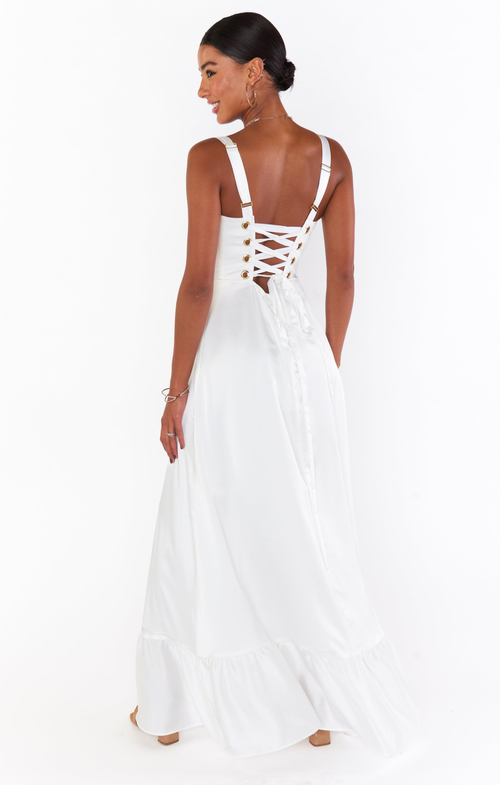 Clarissa Corset Dress ~ Ivory Luxe Satin Product Image