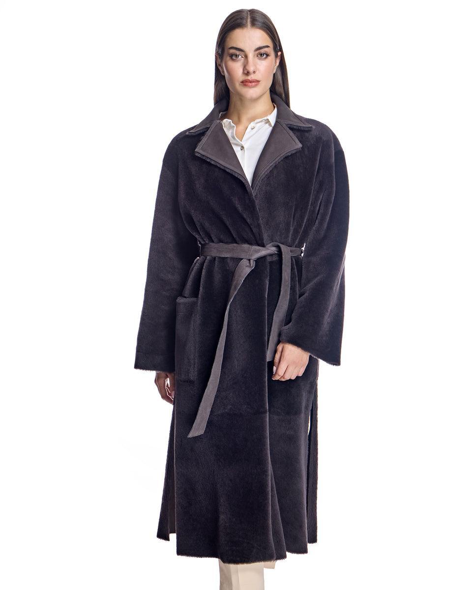 Belted Shearling Lamb Coat Product Image