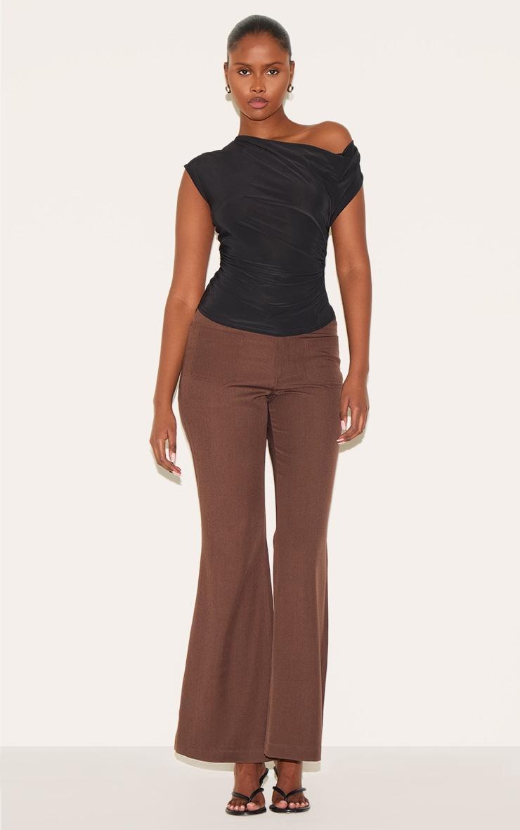 Black Slinky Backless Asymmetric Long Top Product Image