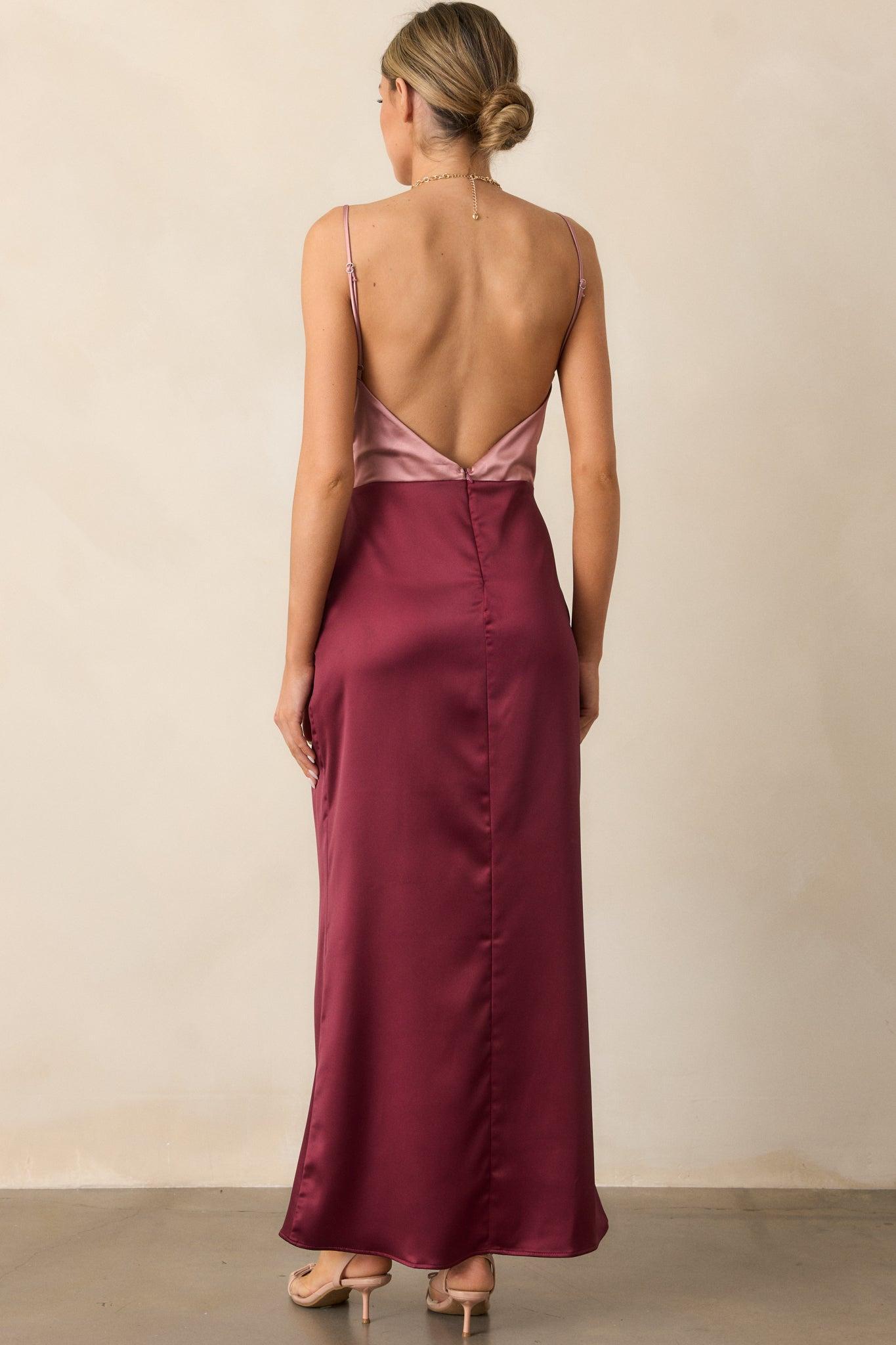 Celestial Skies Mauve Mist Satin Maxi Dress Product Image