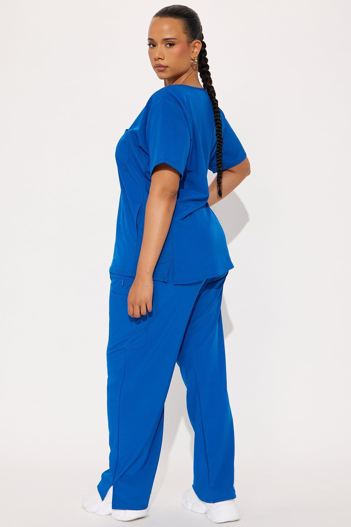 Work Call 4 Way Stretch Uniform Scrub Pant Set - Royal Female Product Image