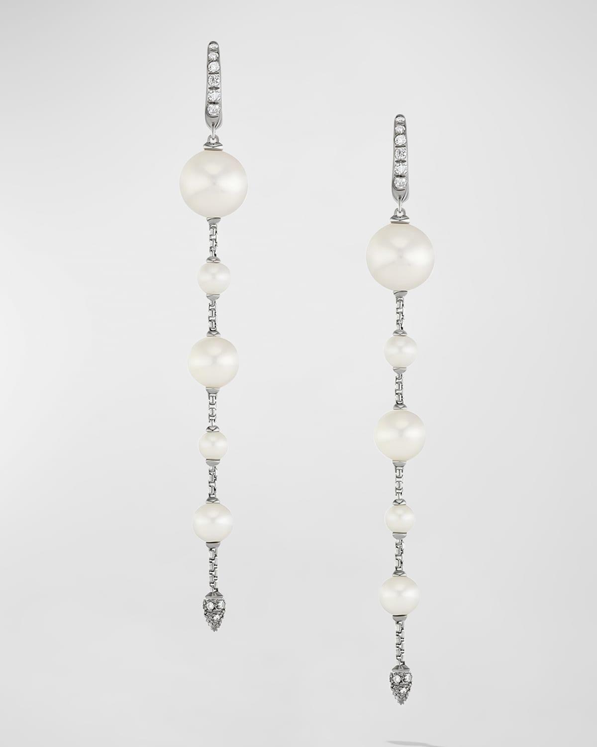 David Yurman Sterling Silver Pearl Cultured Freshwater Pearl & Diamond Drop Earrings Product Image