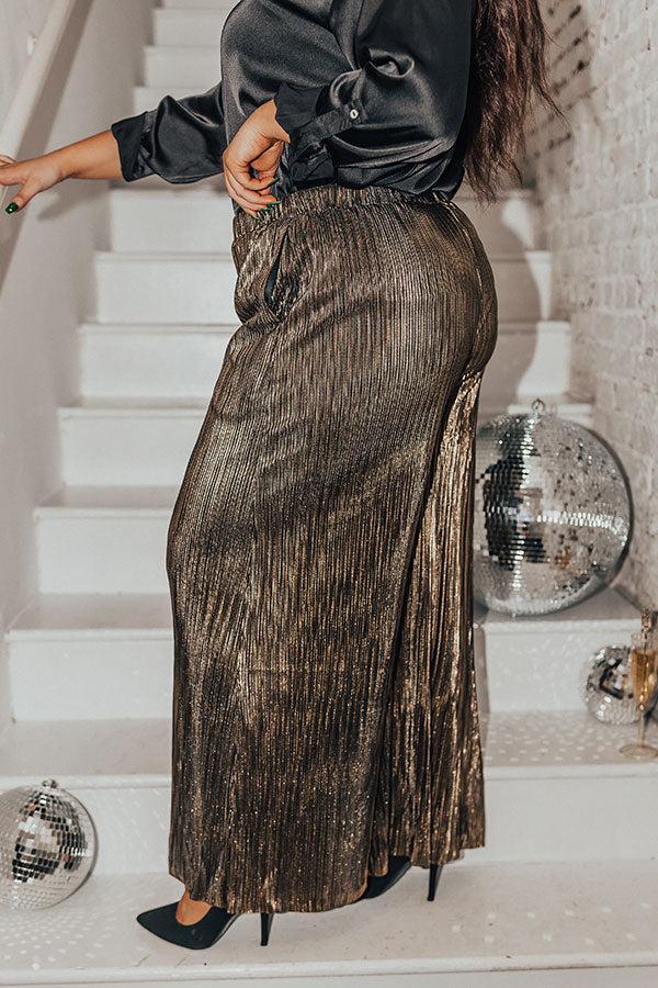 Endless Nights Pleated Pants In Gold Curves Product Image