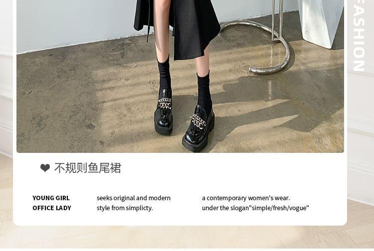 High Rise Cross Slit Midi Mermaid Skirt Product Image