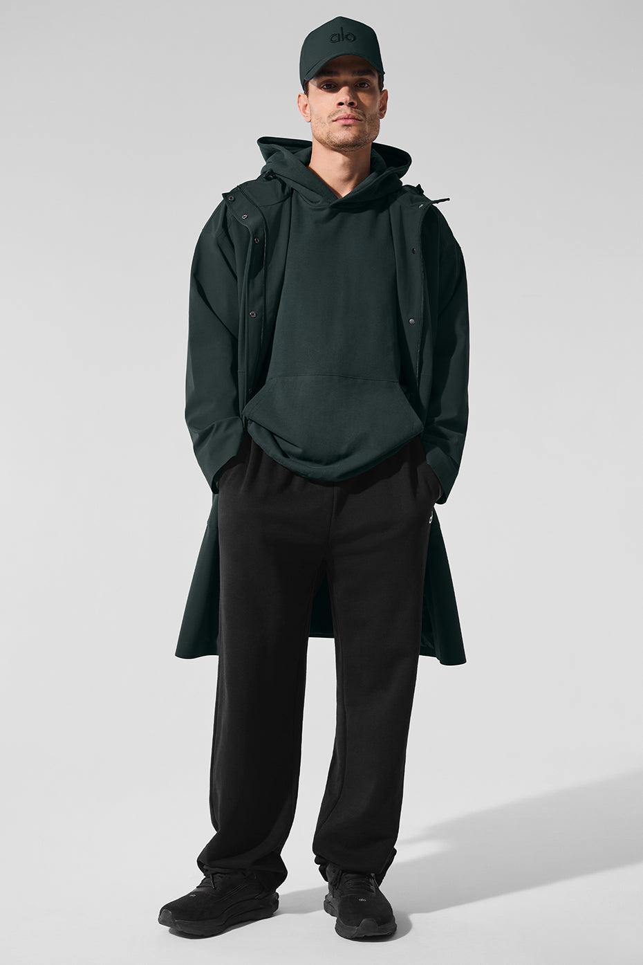 Rain Or Shine Long Coat - Charcoal Green Product Image