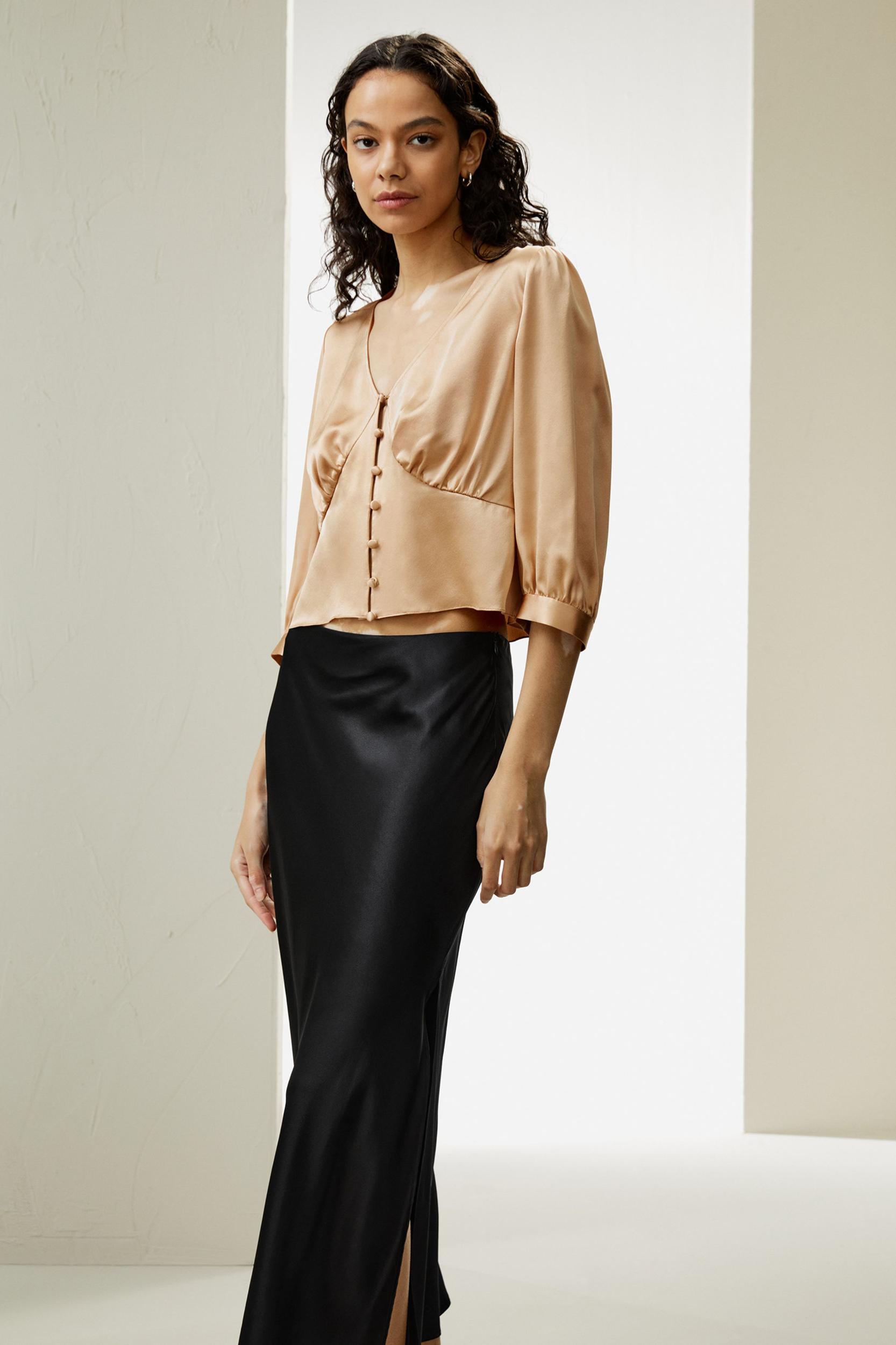 LILYSILK Female Silk Shirts Ladies Magenta 100 Silk Tailored Front Button-And-Loop Closure Blouse 2 Product Image