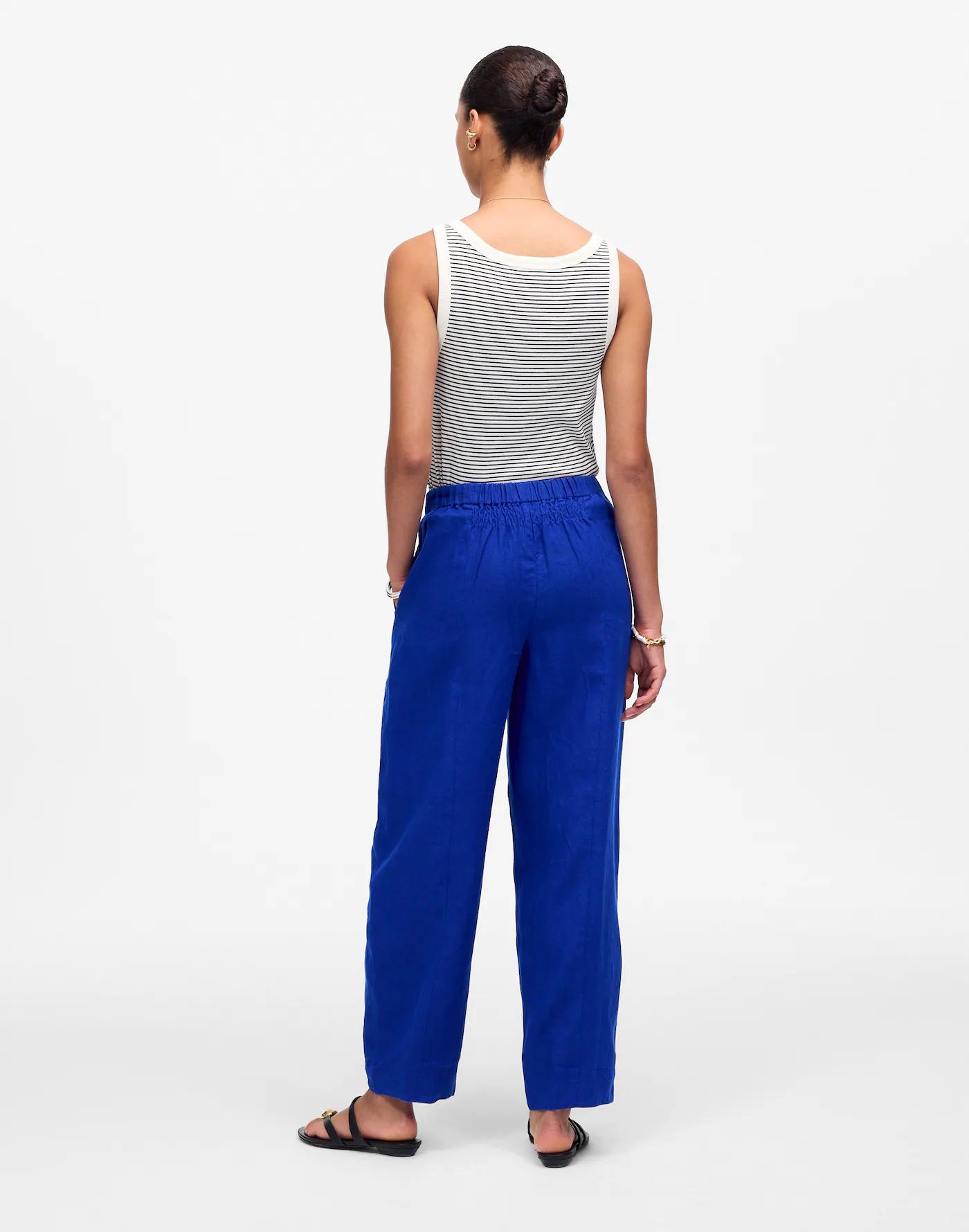 Petite Pull-On Barrel Pants in 100% Linen Product Image
