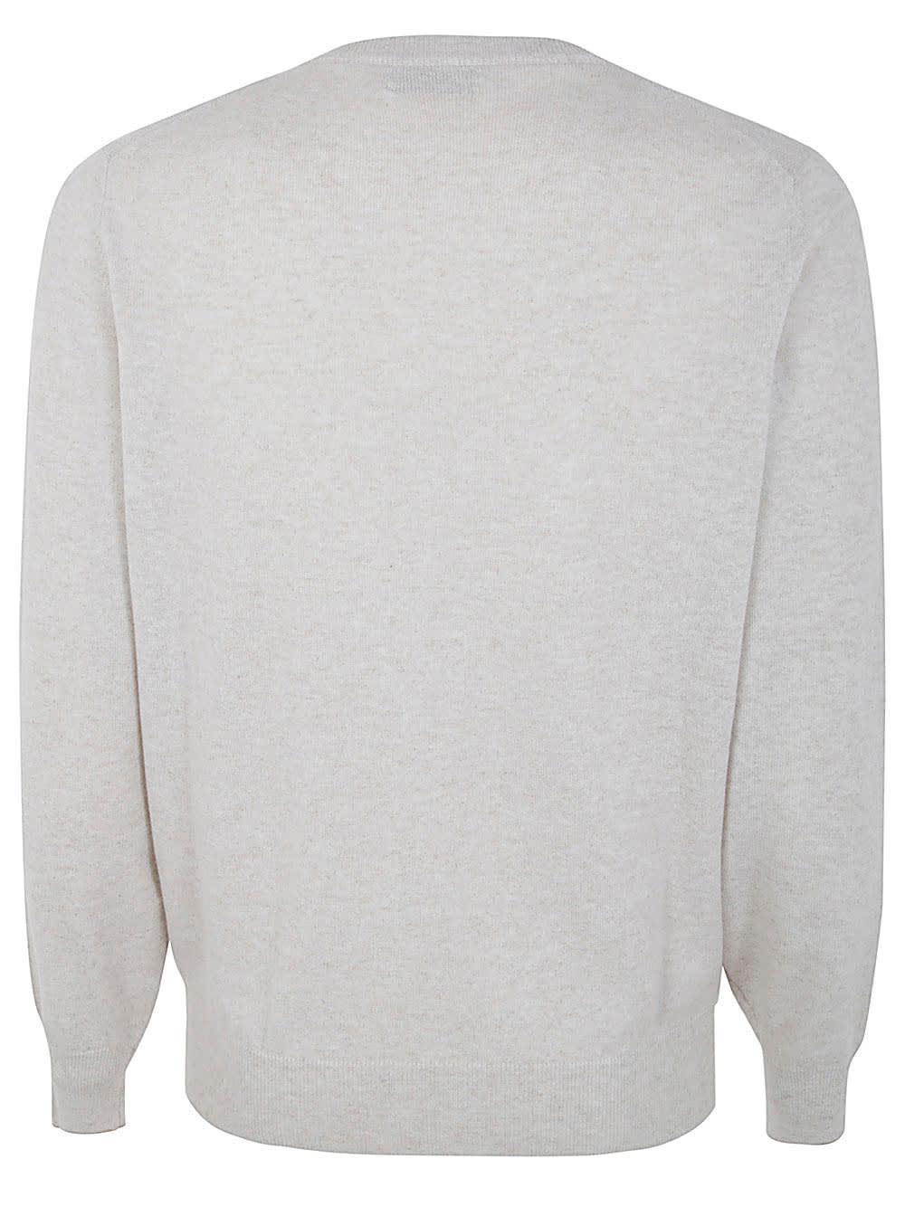 BRUNELLO CUCINELLI Long Sleeves Crew Neck Sweater In White Product Image