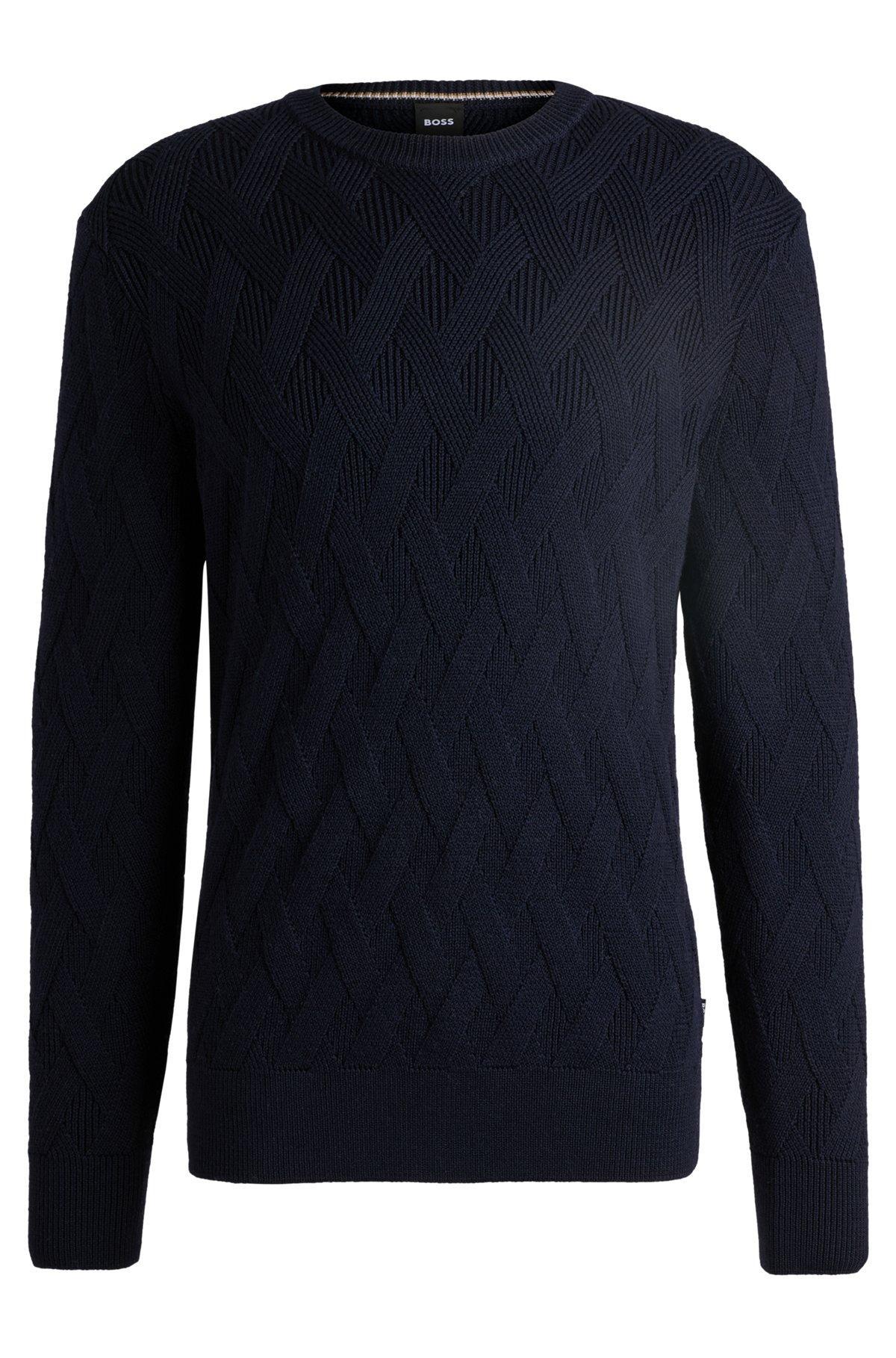 Wool regular-fit sweater with knitted structure Product Image