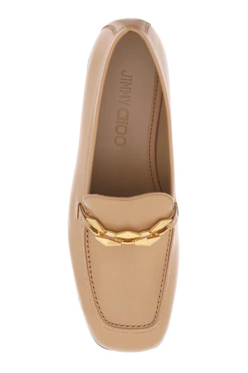 JIMMY CHOO Diamond Tilda Leather Chain Loafers In Brown Product Image