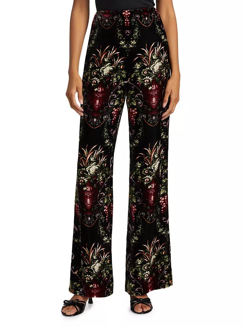 Firenze Floral Velvet Straight-Leg Pants Product Image