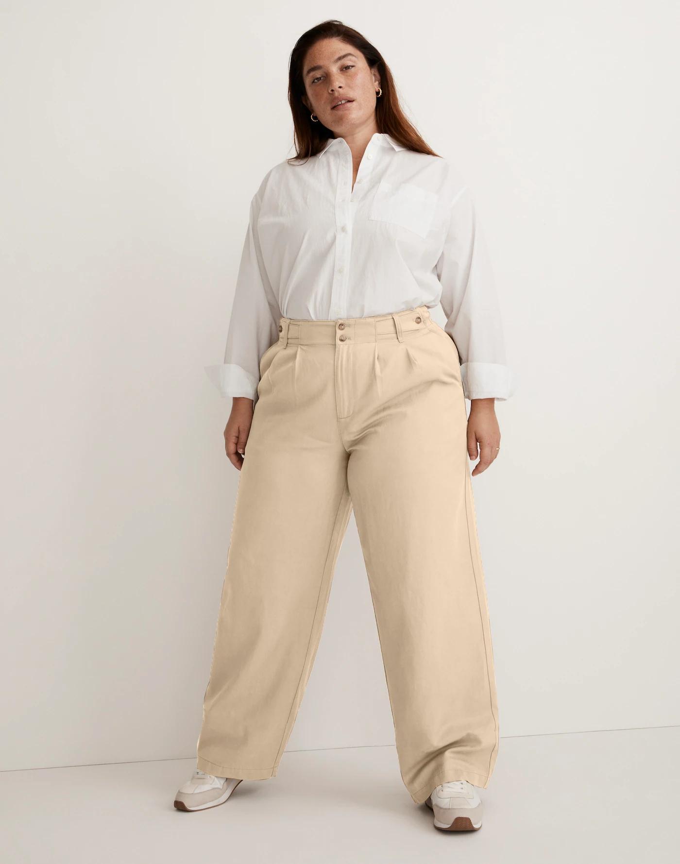 The Plus Harlow Wide-Leg Pant in Drapey Twill Product Image