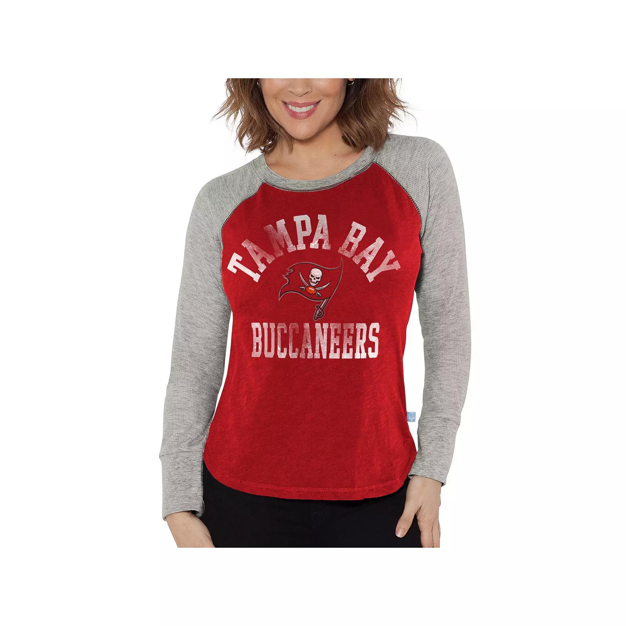 Women's G-III 4Her by Carl Banks Red/Heather Gray Tampa Bay Buccaneers Waffle Knit Raglan Long Sleeve T-Shirt, Size: XL Product Image