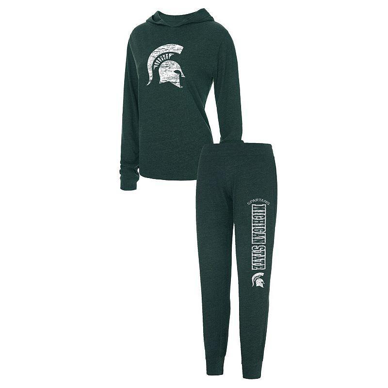 Womens Concepts Sport Michigan State Spartans Long Sleeve Hoodie T-Shirt & Pants Sleep Set Product Image