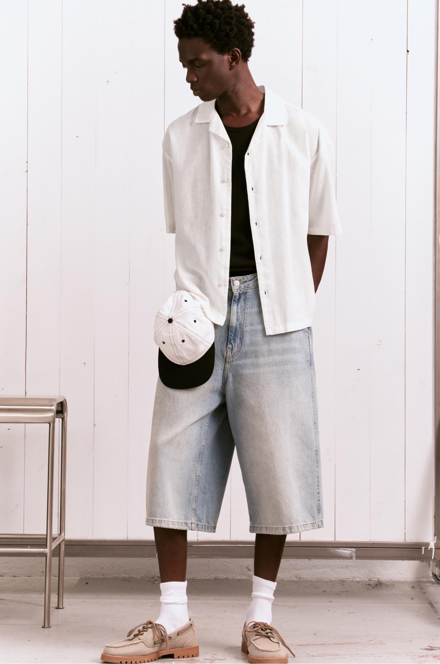 Short sleeve linen blend shirt Product Image