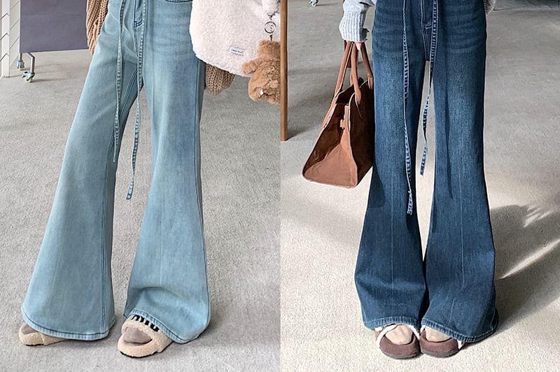 High Waist Washed Wide Leg Jeans Product Image