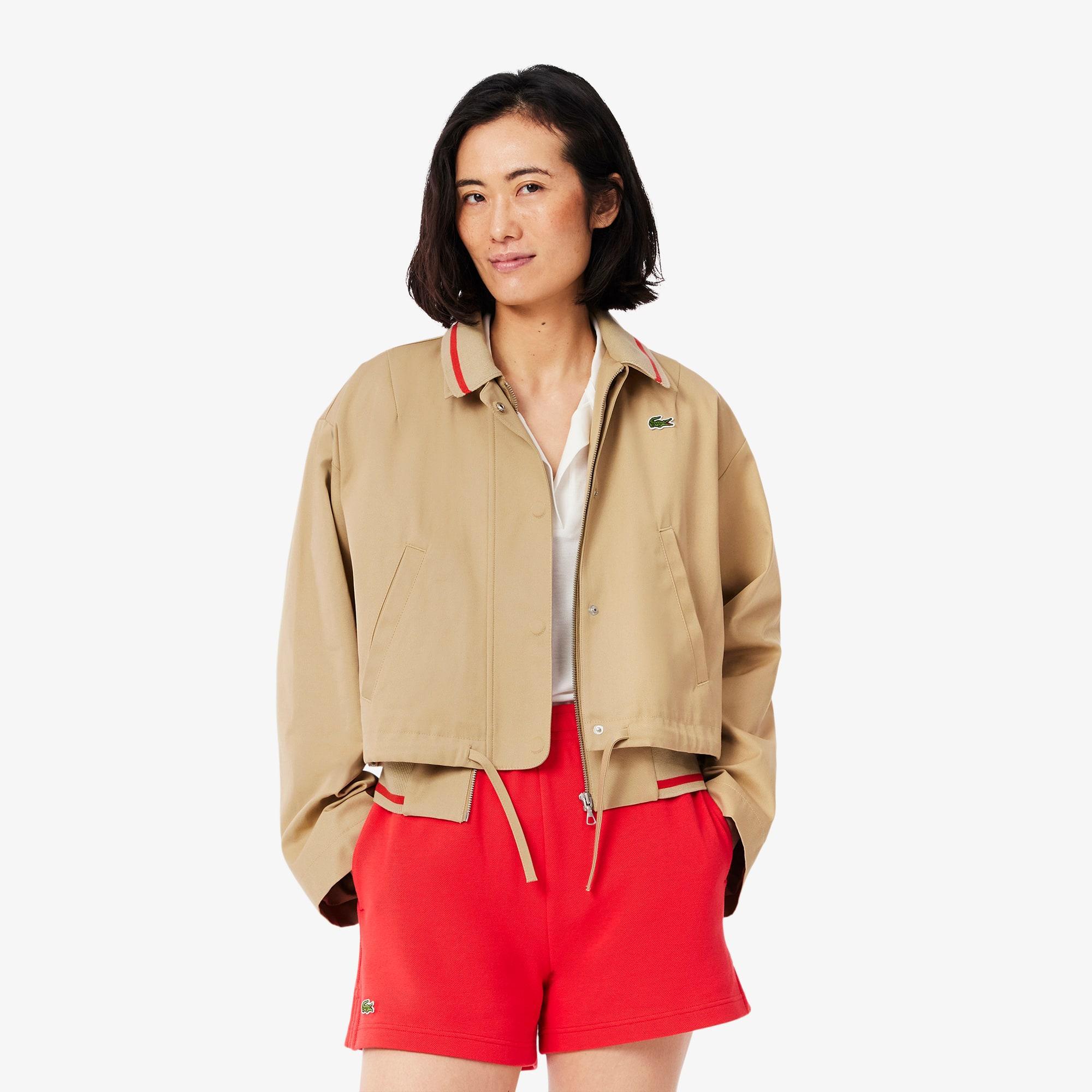 Oversized Polo Collar Twill Jacket Product Image