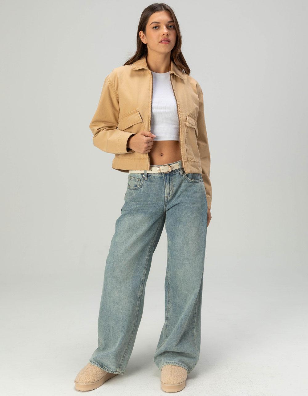 TIMBERLAND Strafford Quilted Washed Canvas Womens Jacket - KHAKI Product Image