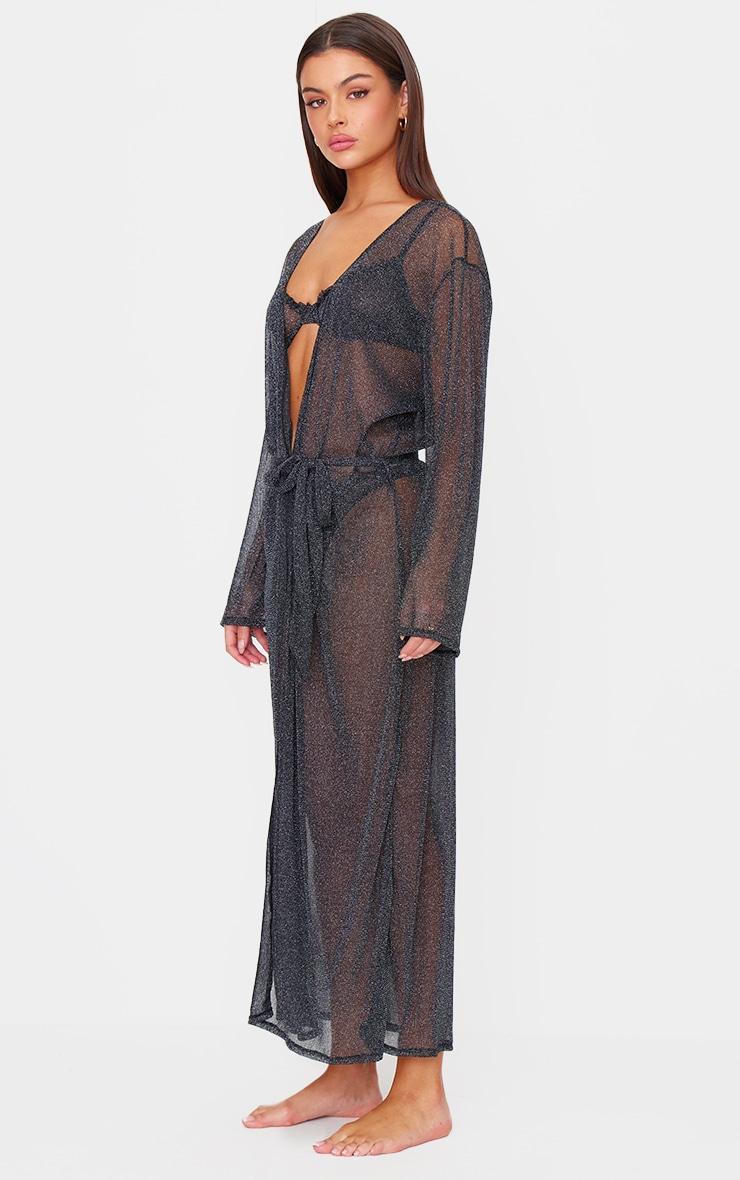 Black Lurex Mesh Maxi Robe Product Image