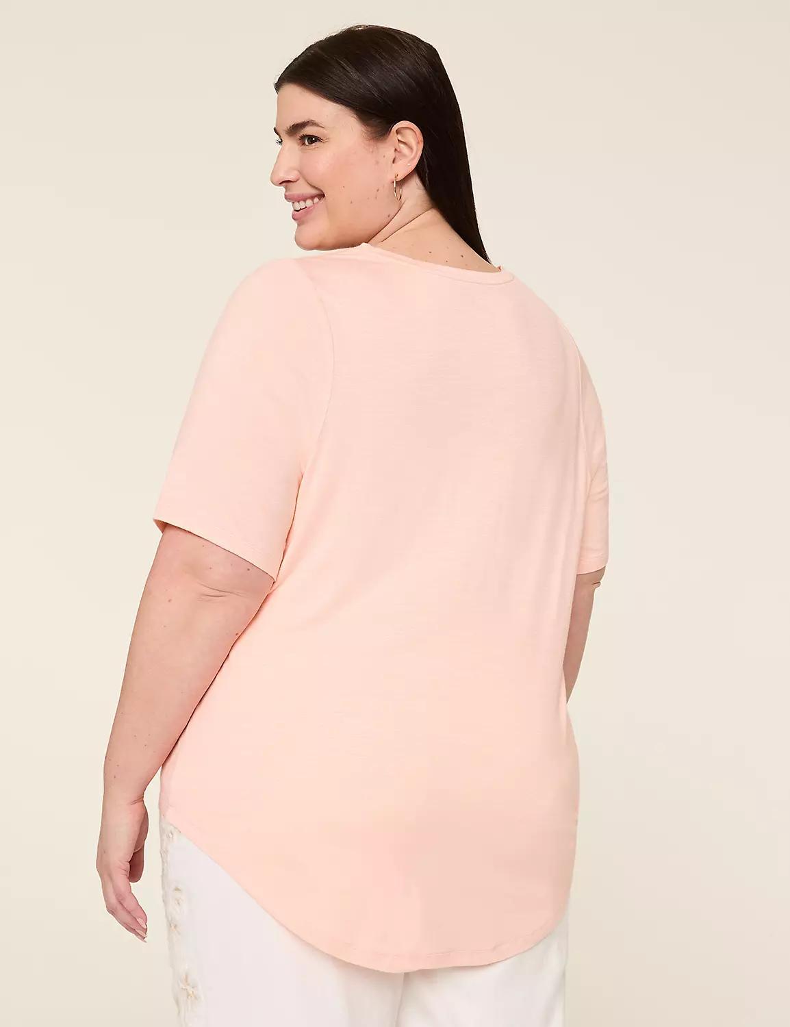 Perfect Sleeve V-Neck Curved-Hem Tee Product Image