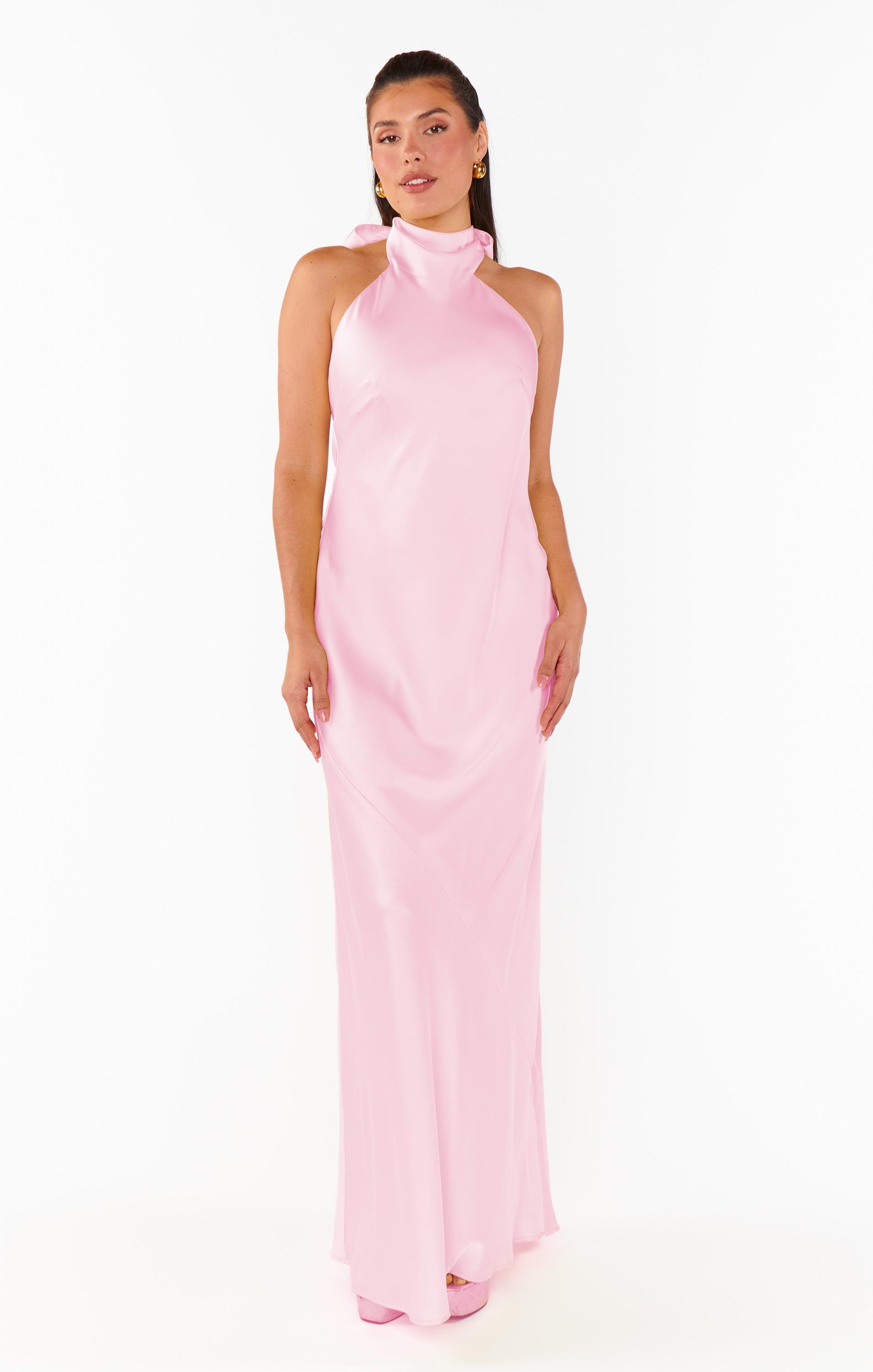 Lisa Maxi Dress ~ Light Pink Luxe Satin Product Image